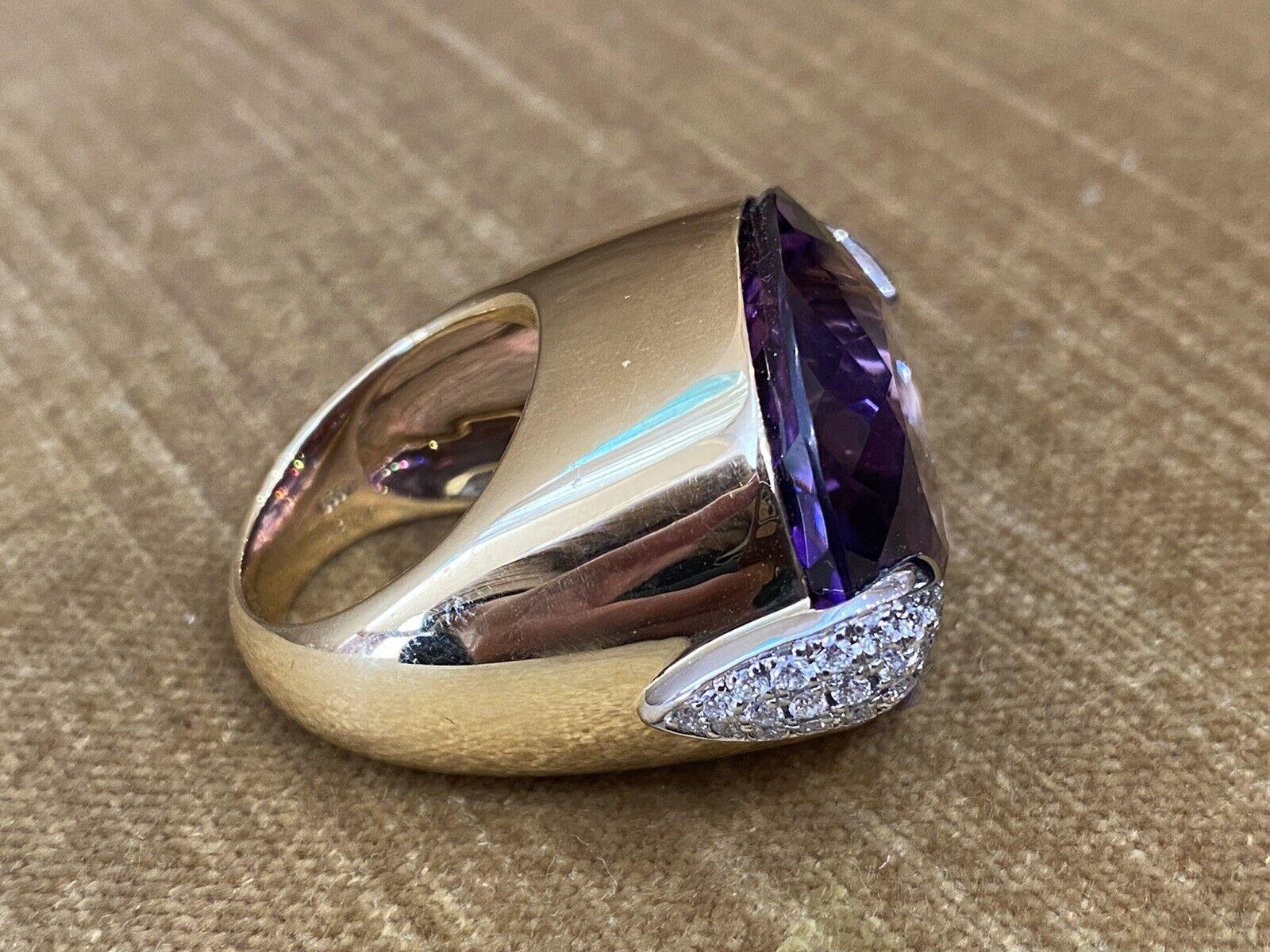 Large 54.03 carats Amethyst and Diamond Cocktail Ring in Platinum and 18k Gold In Excellent Condition For Sale In La Jolla, CA
