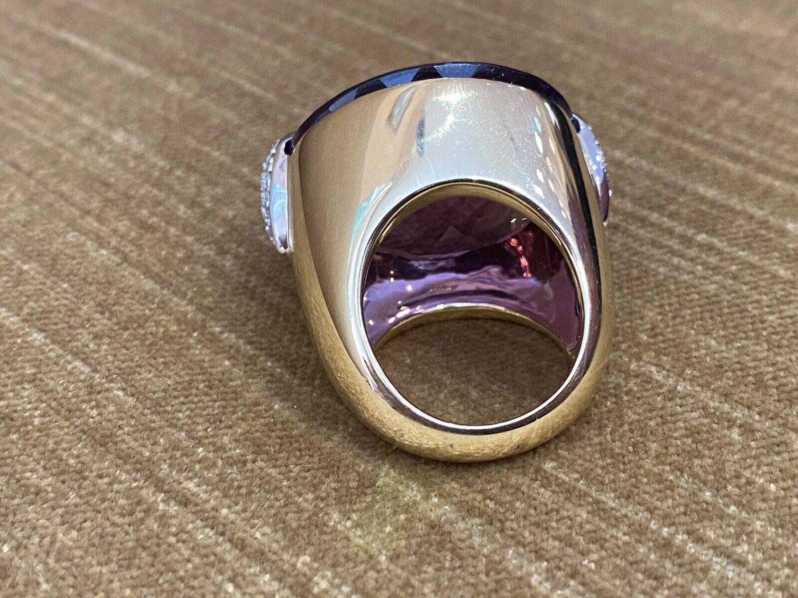 Women's Large 54.03 carats Amethyst and Diamond Cocktail Ring in Platinum and 18k Gold For Sale