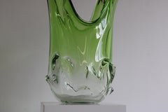 Große Vase aus italienischem Murano-Glas (5,4 kg) Attr. Fratelli Toso 1950 Grüner Sommerso