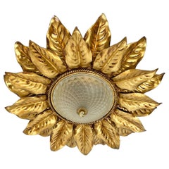 Große, 55 cm große, goldene „Florentiner Theatre“-Deckenleuchte von BANCI, Florenz, Italien, 1970