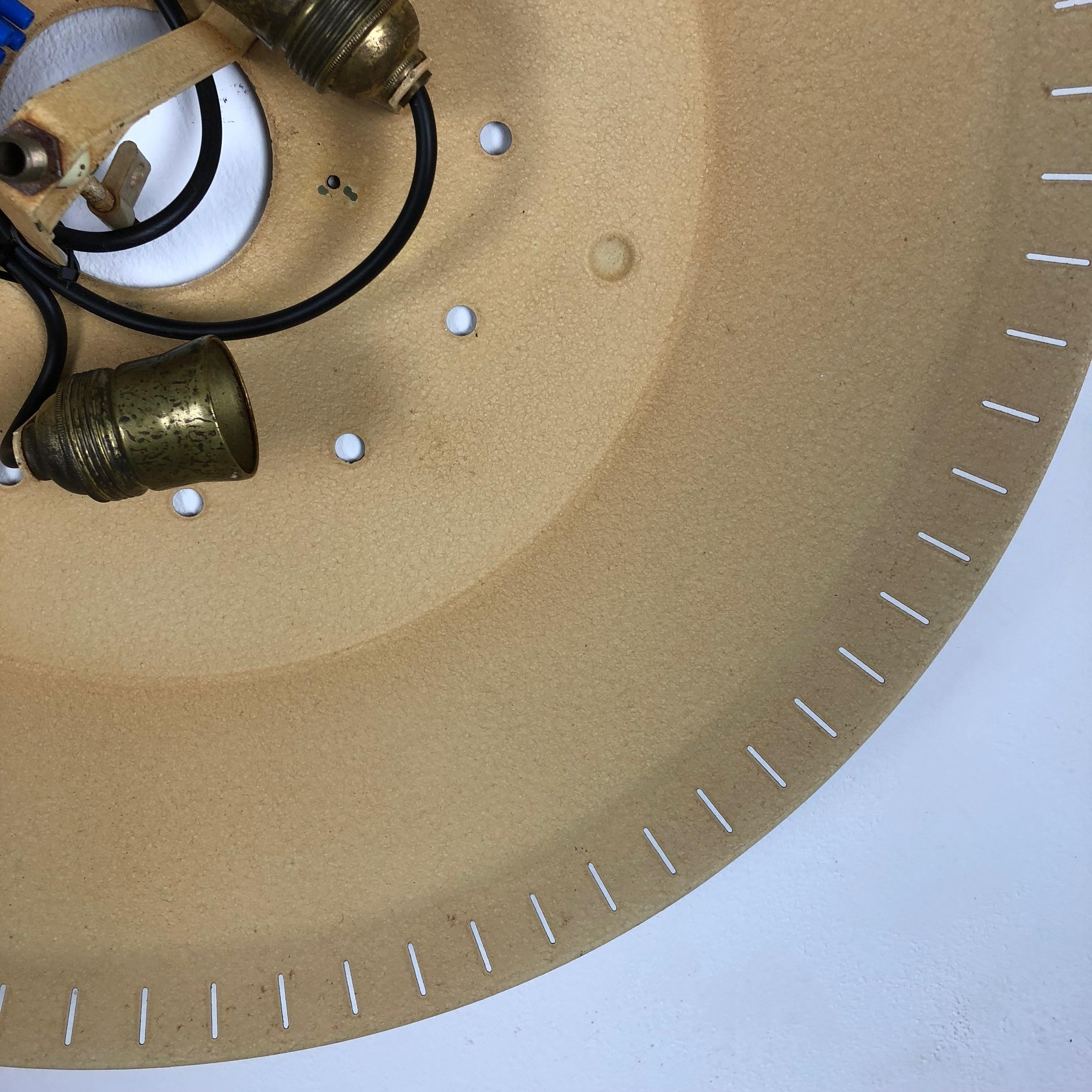 large 55cm Modernist wall light flush mount disc STILNOVO Style, Italy 1950s For Sale 7