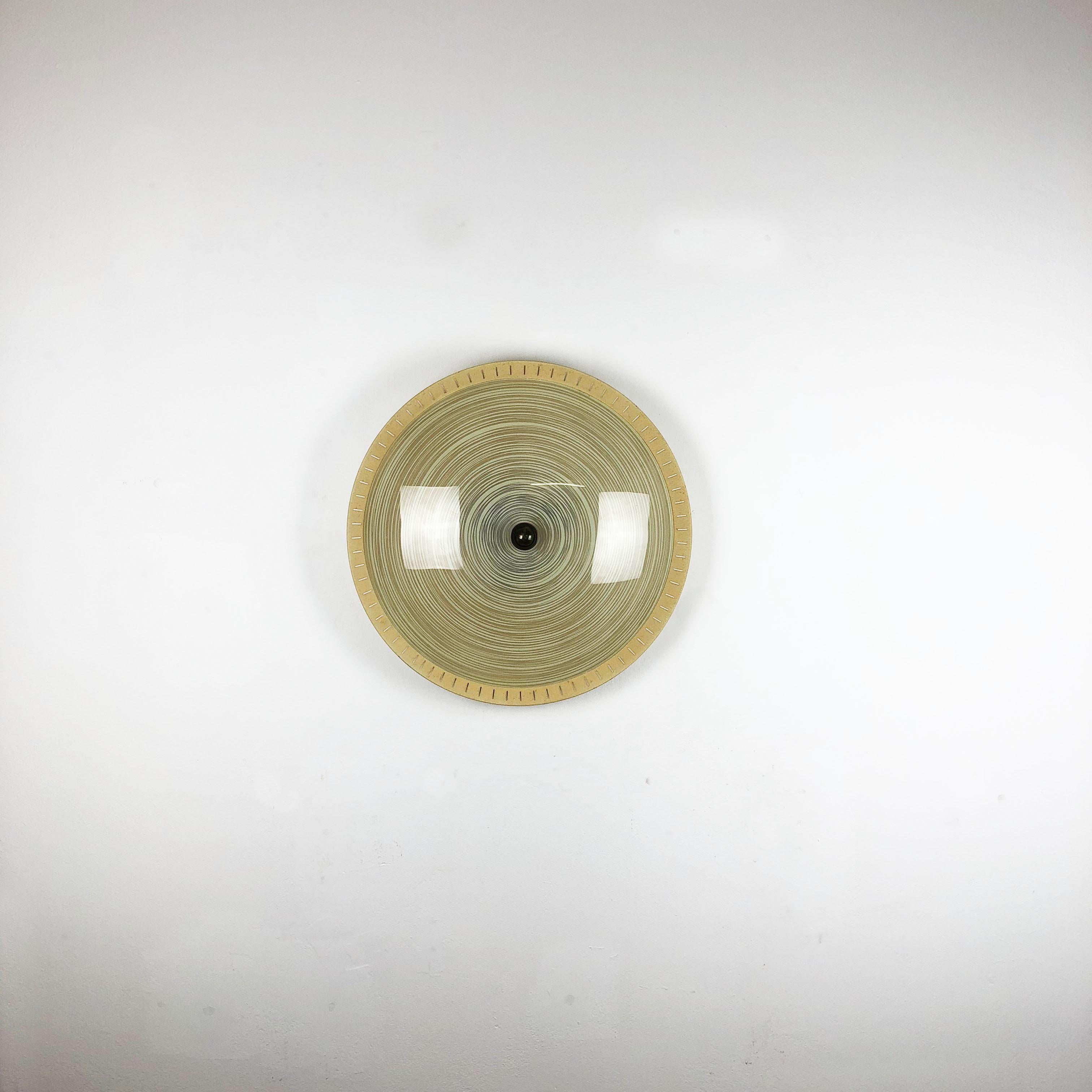 large 55cm Modernist wall light flush mount disc STILNOVO Style, Italy 1950s For Sale 10