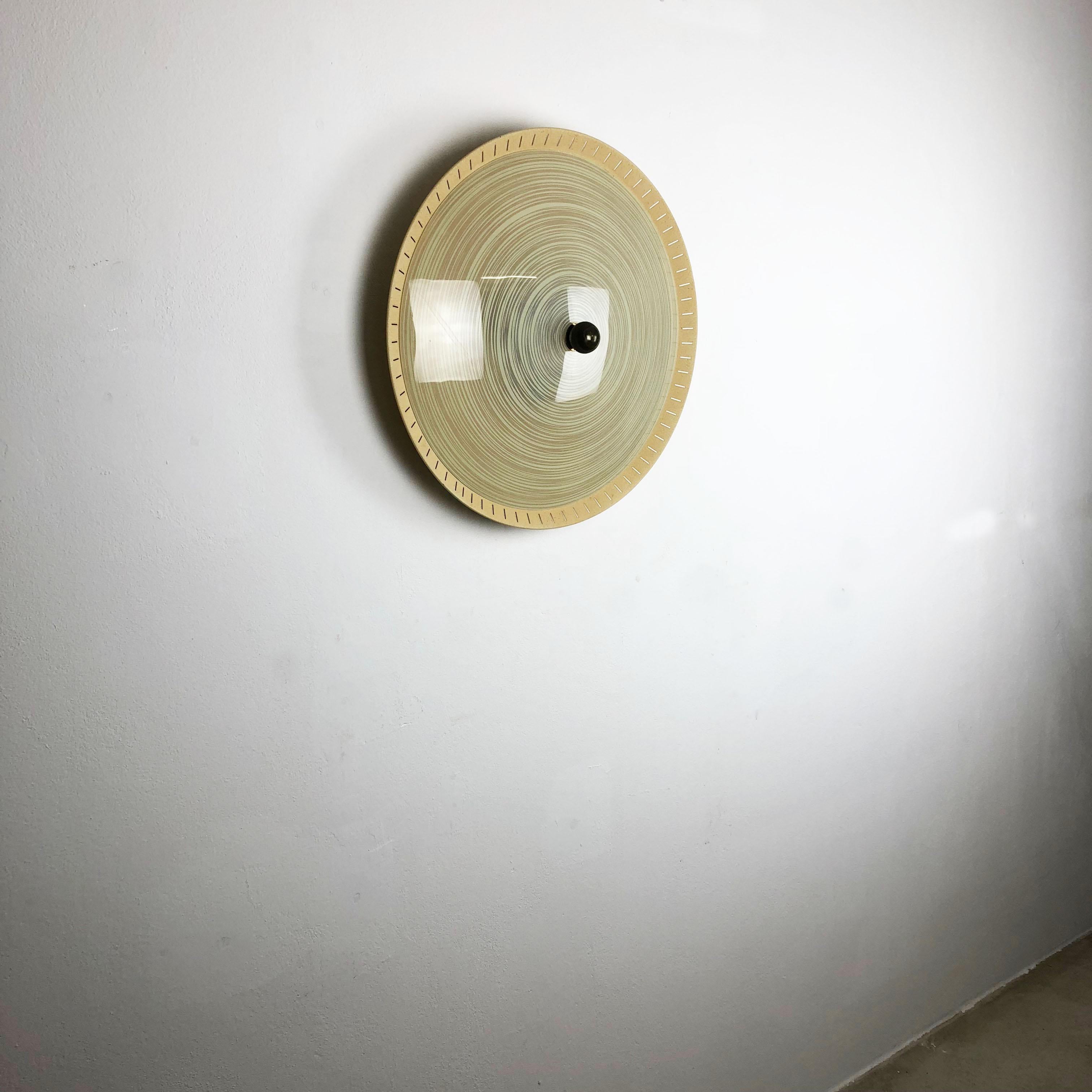 French large 55cm Modernist wall light flush mount disc STILNOVO Style, Italy 1950s For Sale