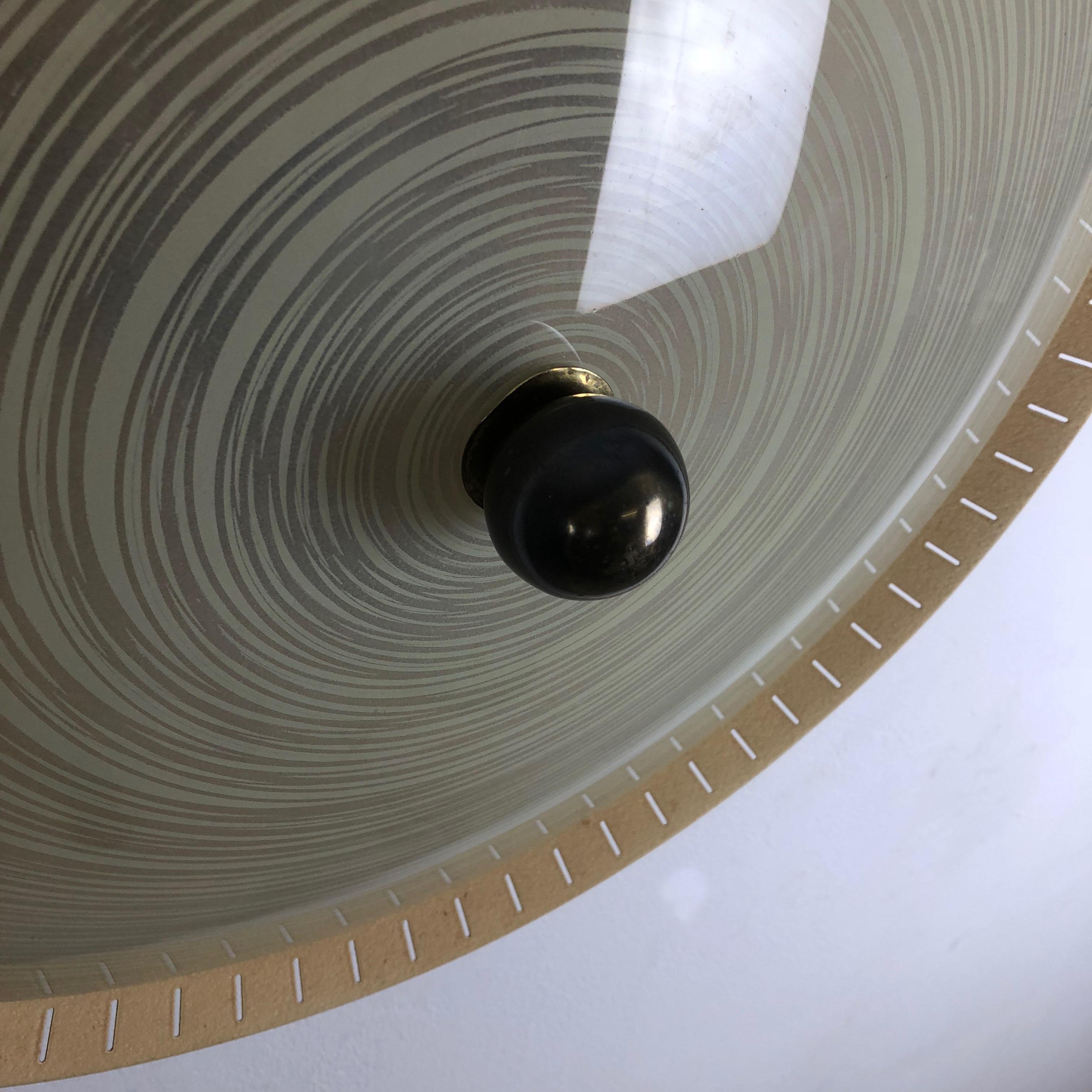 large 55cm Modernist wall light flush mount disc STILNOVO Style, Italy 1950s For Sale 2