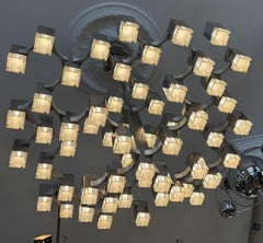Large 57 pc. Mid-Century Italian Gaetano Sciolari Cubic Chandelier, circa 1970