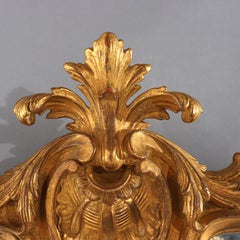 Grand miroir de cheminée triptyque Louis XIV en bois sculpté et doré c1890
