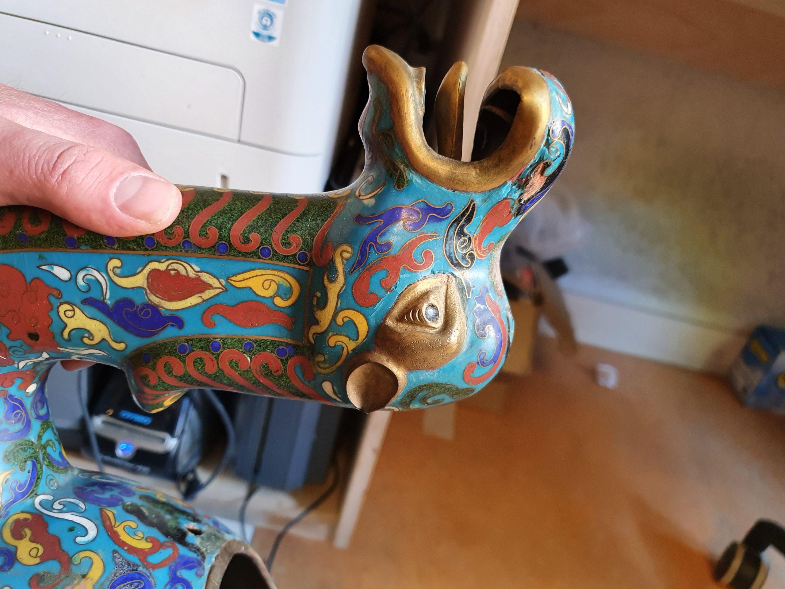 Große chinesische Cloisonné-Bronze- oder Kupferkamelie aus dem 20. Jahrhundert 15