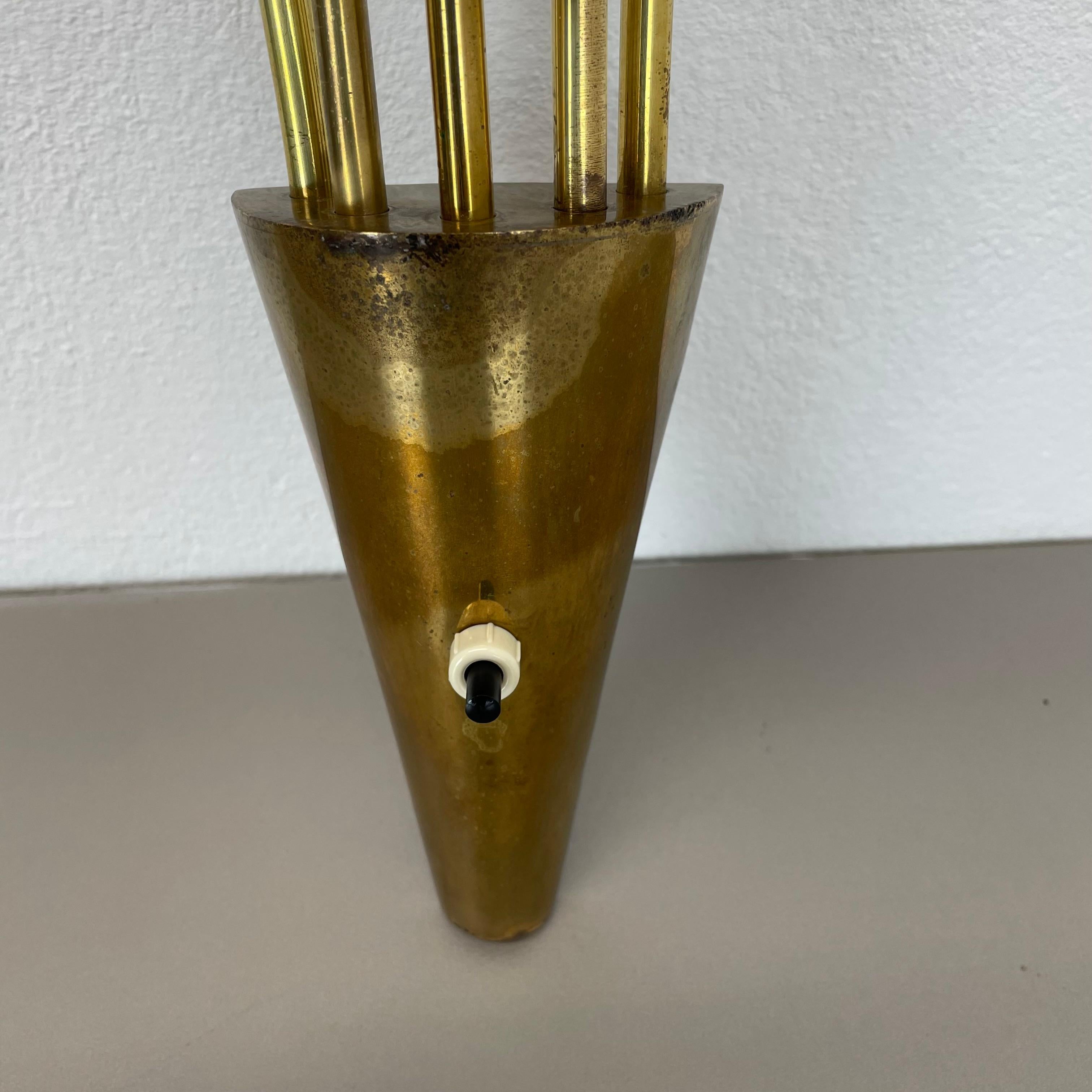 Large 59cm Brass Italian Stilnovo Style Theatre Wall Ceiling Light, Italy 1950s For Sale 4