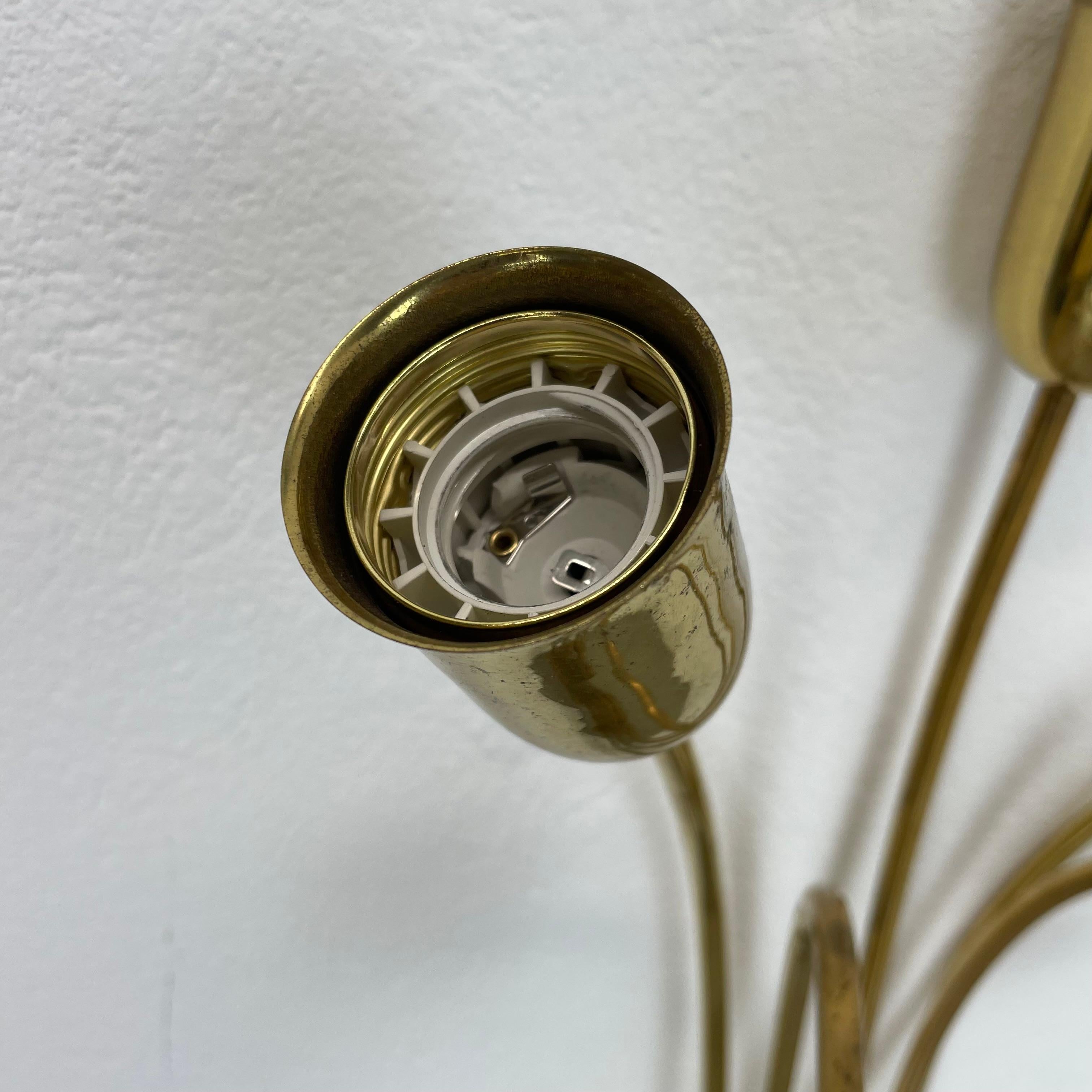 Large 59cm Brass Italian Stilnovo Style Theatre Wall Ceiling Light, Italy 1950s For Sale 6