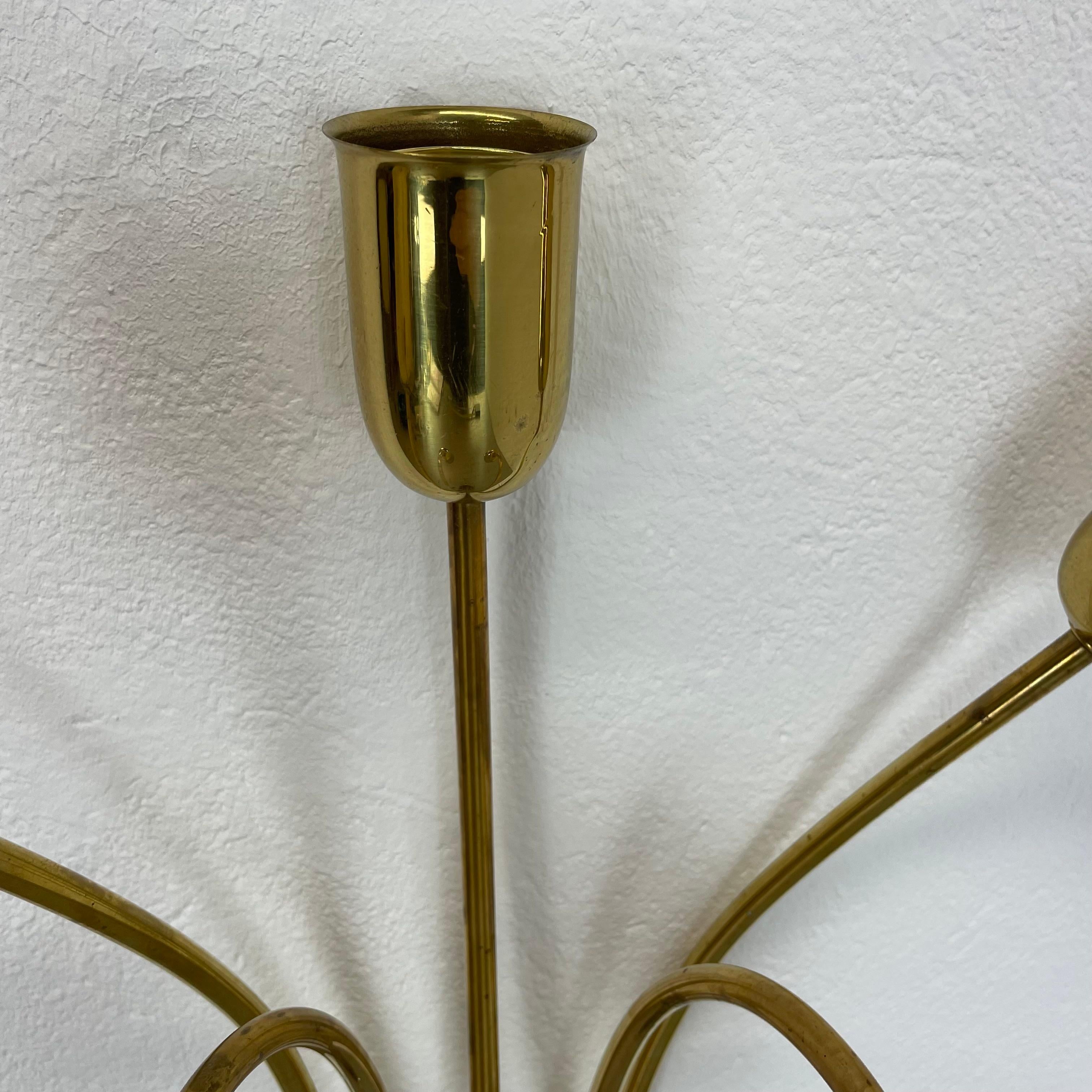 Large 59cm Brass Italian Stilnovo Style Theatre Wall Ceiling Light, Italy 1950s For Sale 7