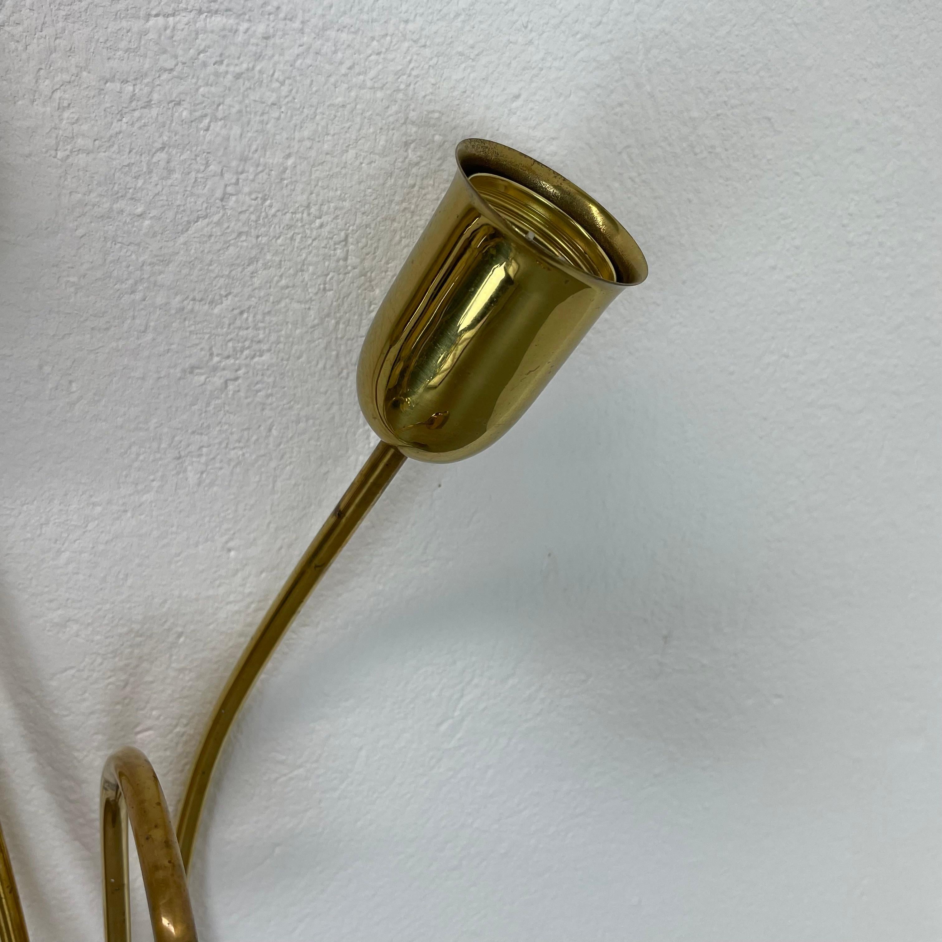 Large 59cm Brass Italian Stilnovo Style Theatre Wall Ceiling Light, Italy 1950s For Sale 8