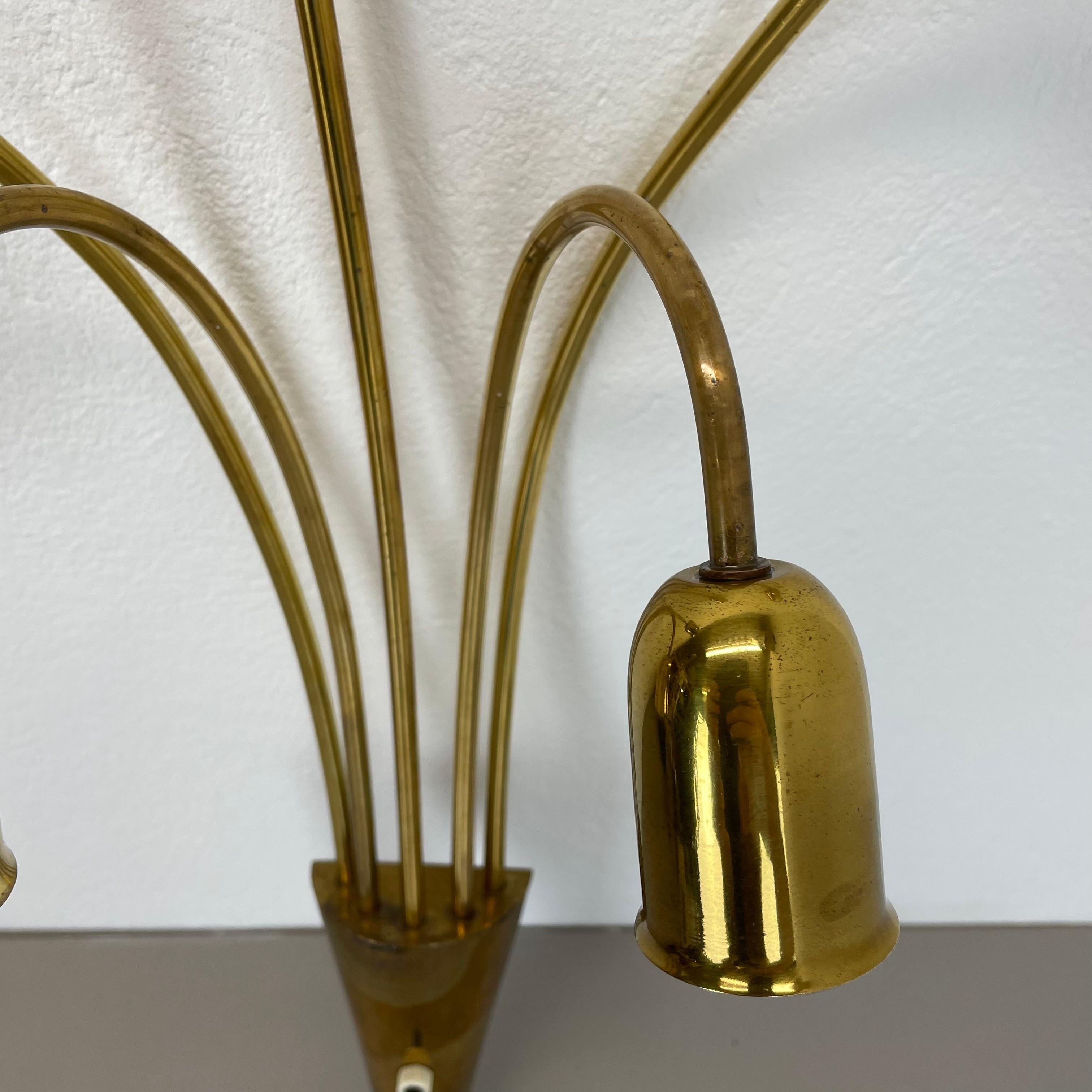 Large 59cm Brass Italian Stilnovo Style Theatre Wall Ceiling Light, Italy 1950s For Sale 9