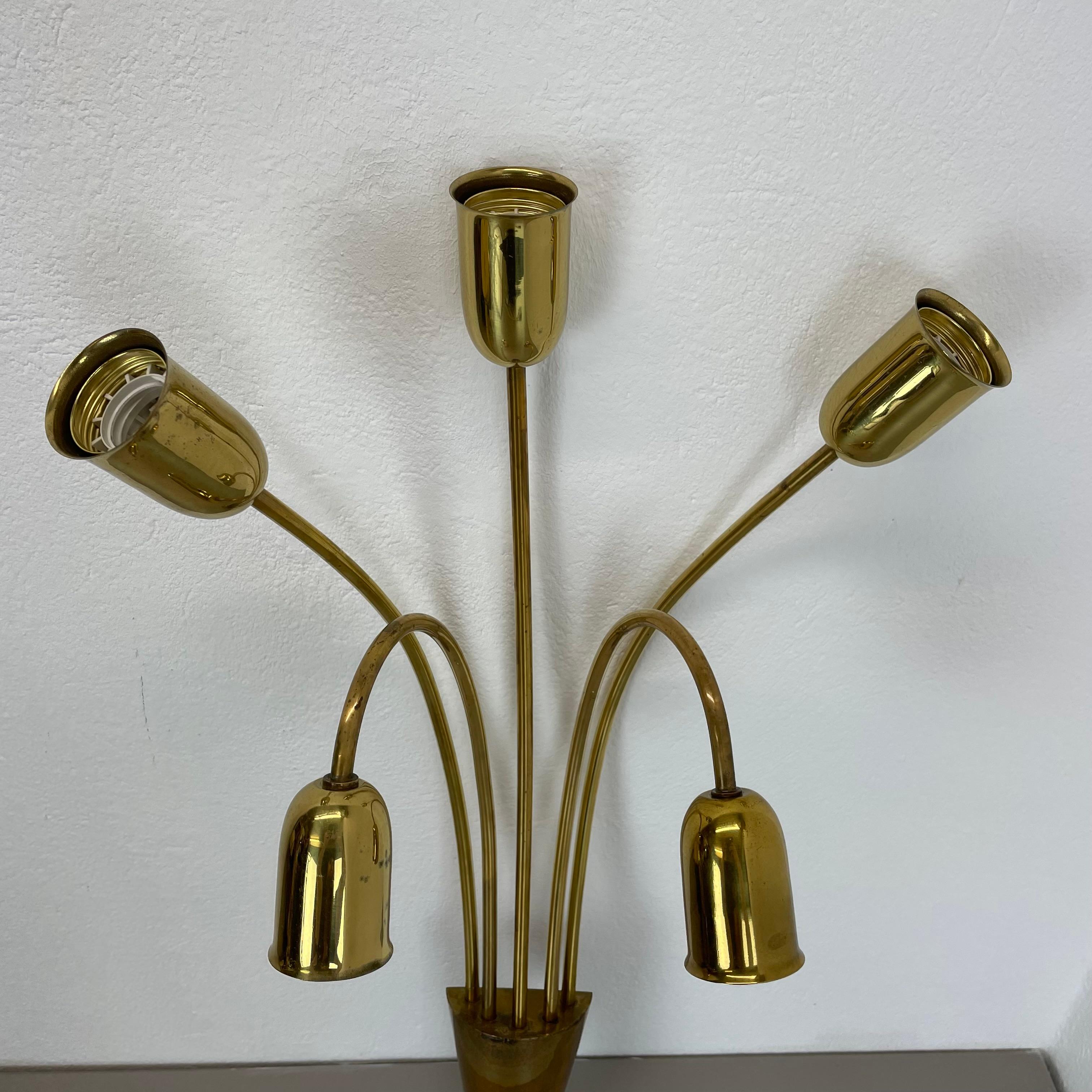 Large 59cm Brass Italian Stilnovo Style Theatre Wall Ceiling Light, Italy 1950s For Sale 11