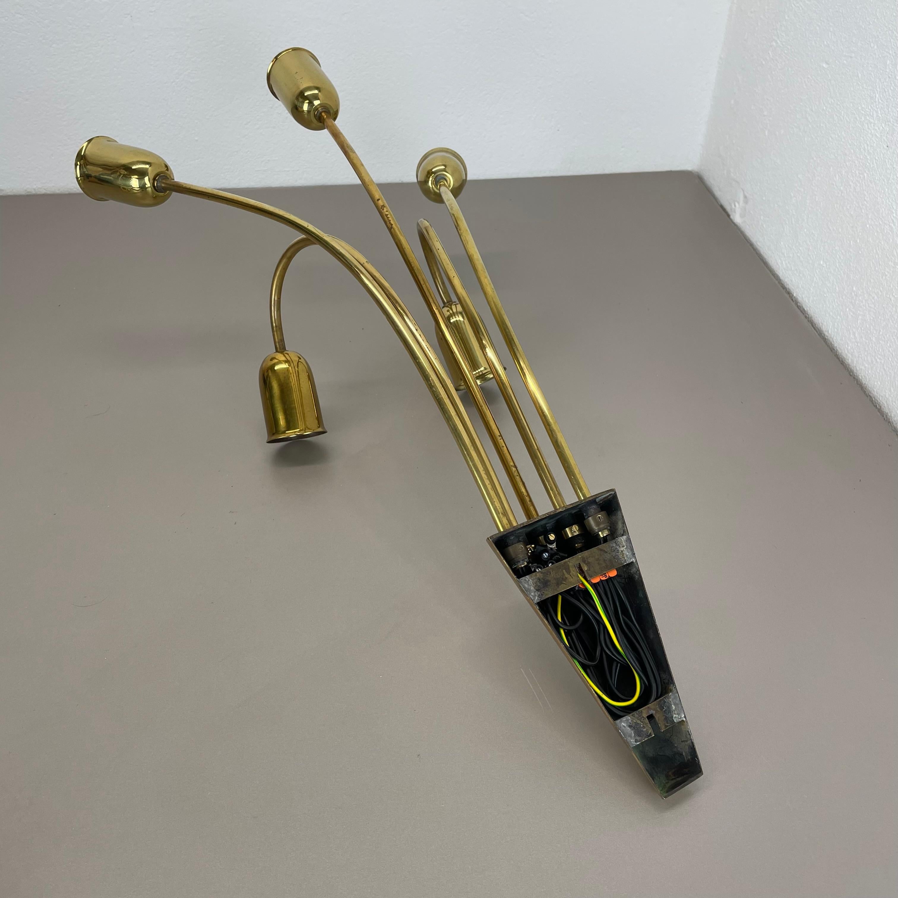 Large 59cm Brass Italian Stilnovo Style Theatre Wall Ceiling Light, Italy 1950s For Sale 12