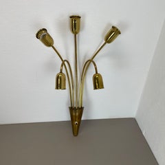 Large 59cm Brass Italian Stilnovo Style Theatre Wall Ceiling Light, Italy 1950s