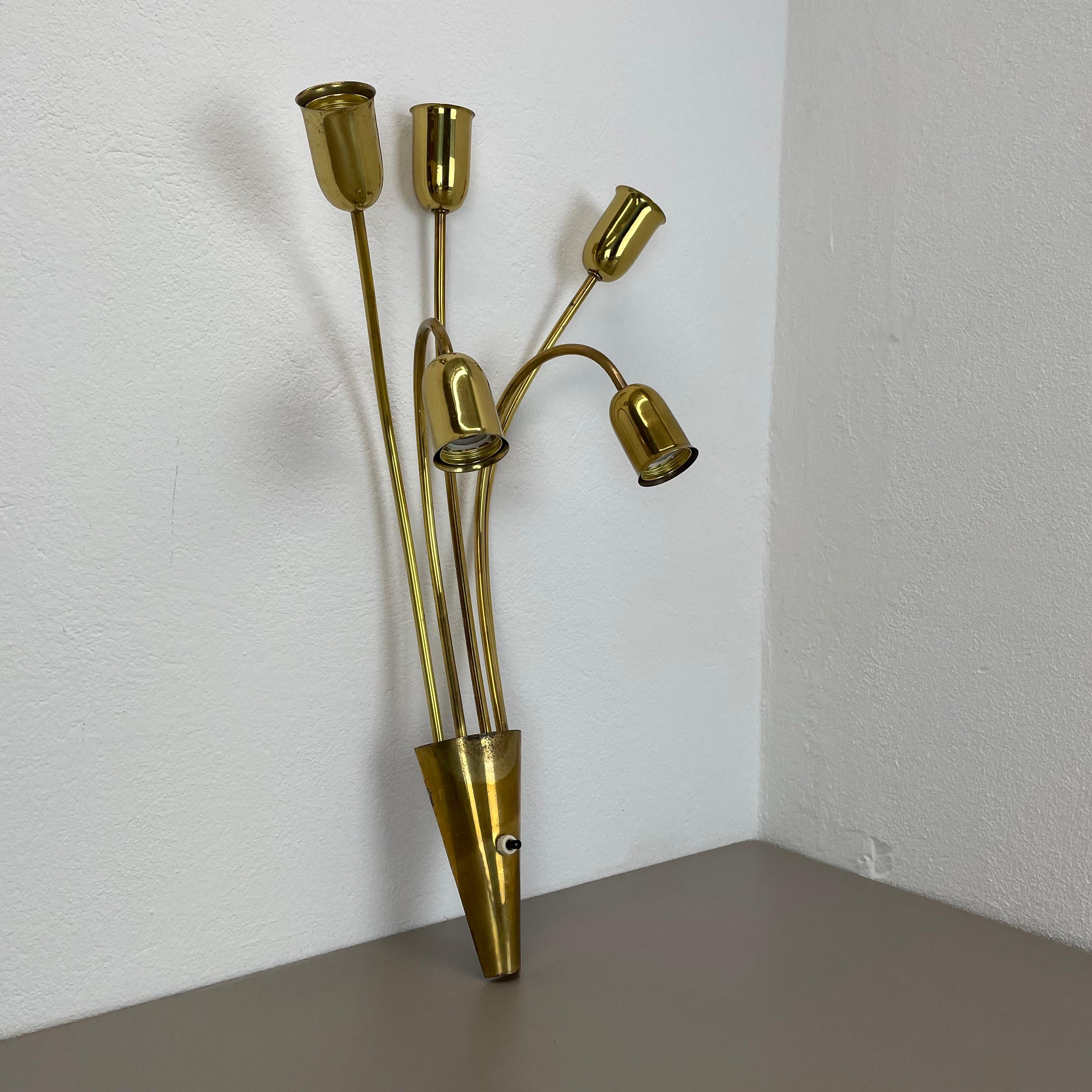 20th Century Large 59cm Brass Italian Stilnovo Style Theatre Wall Ceiling Light, Italy 1950s For Sale