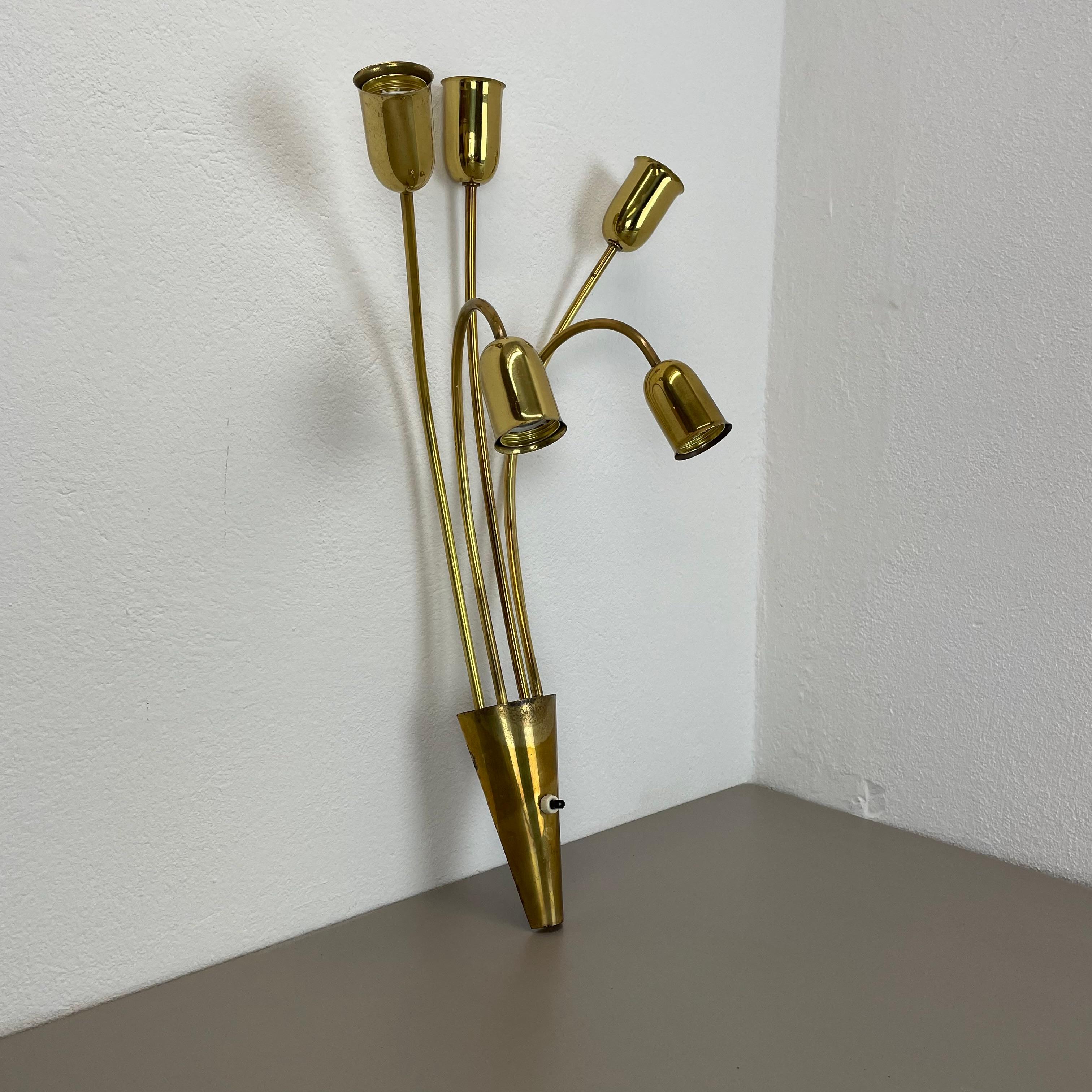 Large 59cm Brass Italian Stilnovo Style Theatre Wall Ceiling Light, Italy 1950s For Sale 1