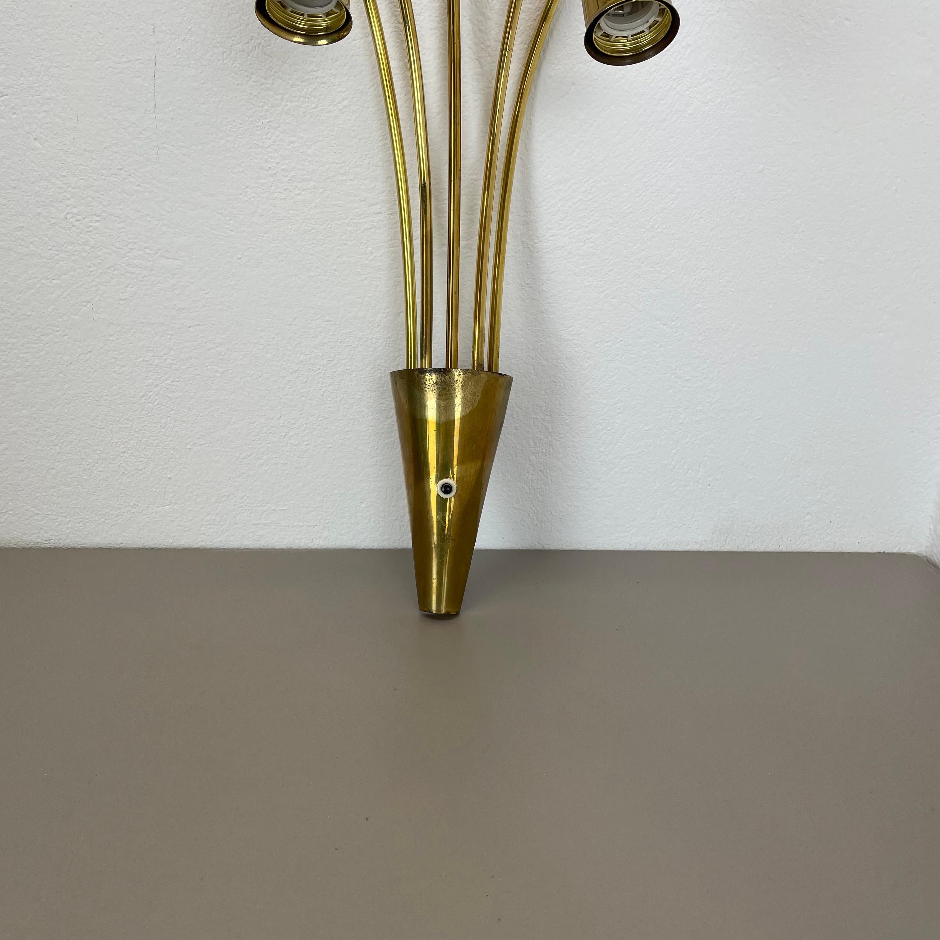 Large 59cm Brass Italian Stilnovo Style Theatre Wall Ceiling Light, Italy 1950s For Sale 2