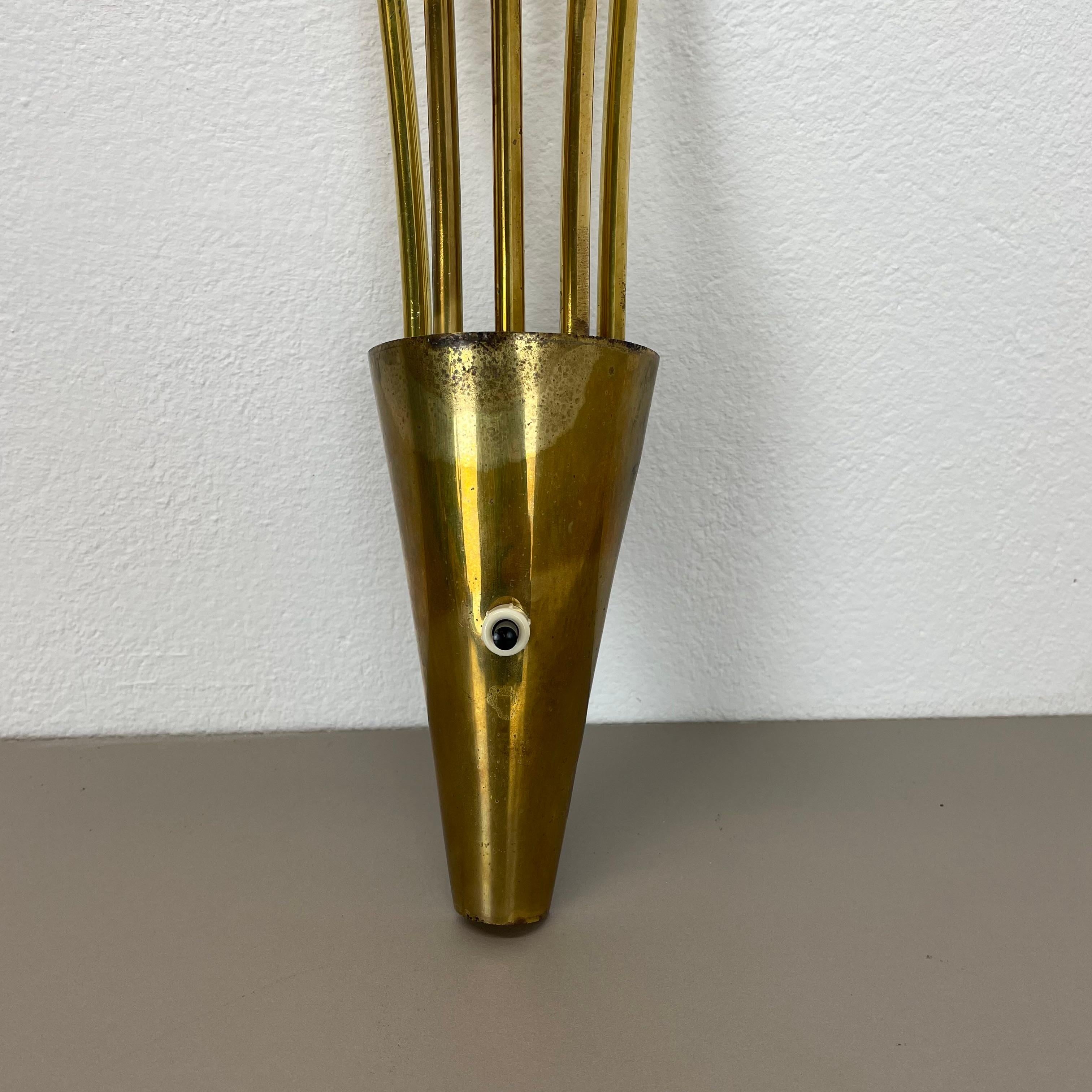 Large 59cm Brass Italian Stilnovo Style Theatre Wall Ceiling Light, Italy 1950s For Sale 3