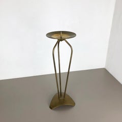 59cm Modernist Sculptural Brutalist Floor Brass Candleholder, Germany, 1950s