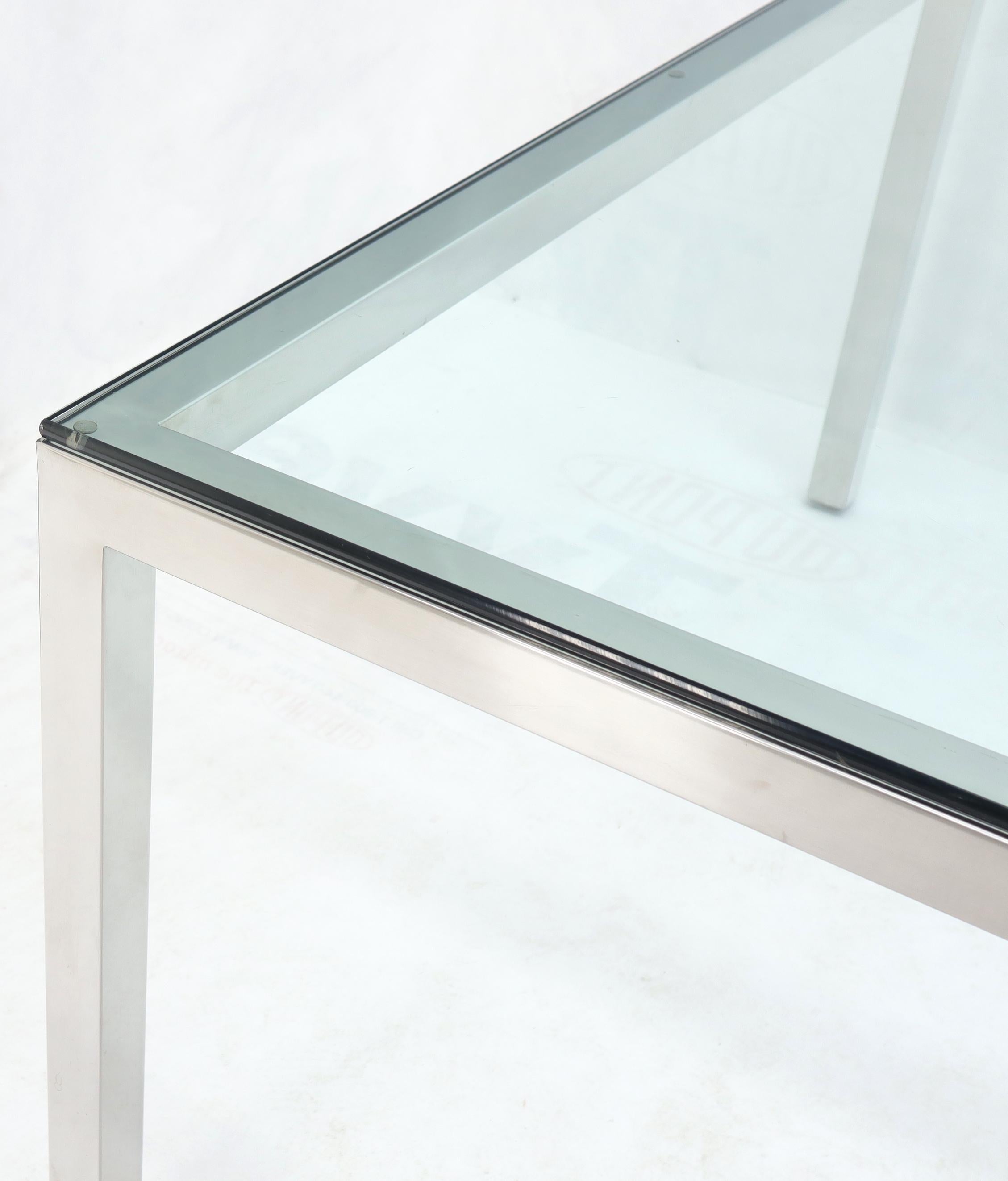 Polished Large Square Glass Top Chrome Frame Dining Conference Table Baughman Attributed