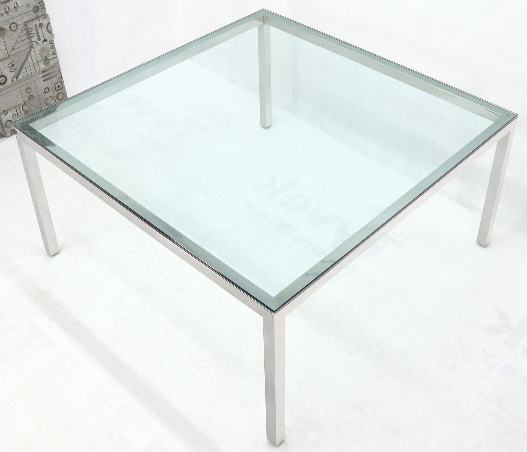 20th Century Large Square Glass Top Chrome Frame Dining Conference Table Baughman Attributed