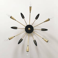 Large Six-Armed Sputnik Ceiling Lamp or Wall Light, 1950s