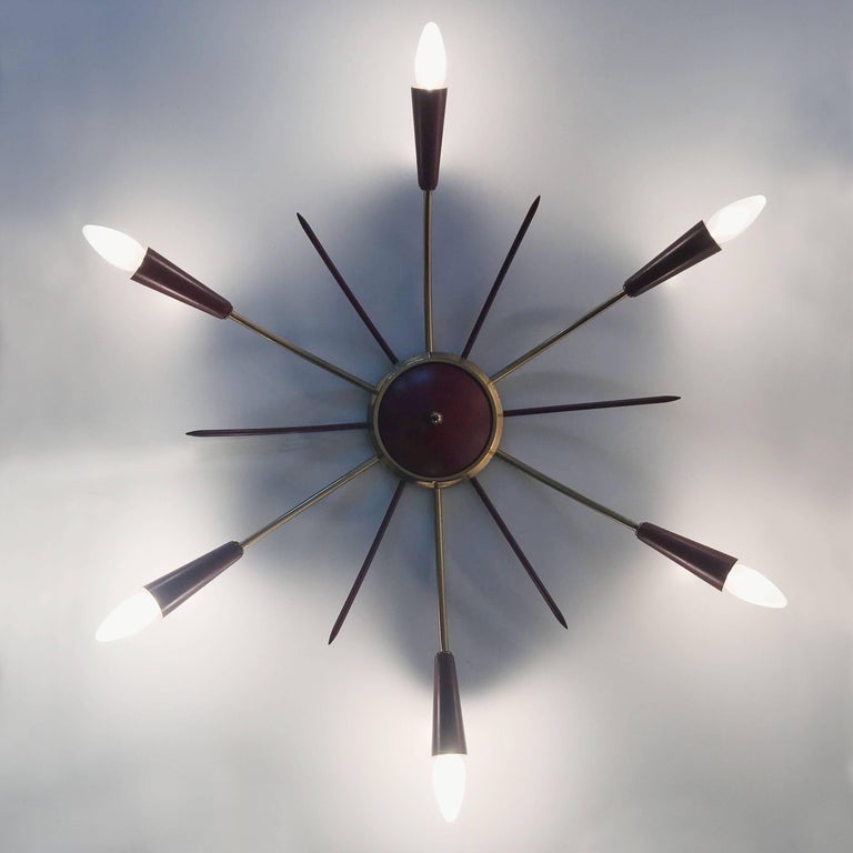 Large Six-Armed Sputnik Ceiling Lamp, Wall Light, 1950s at ...
