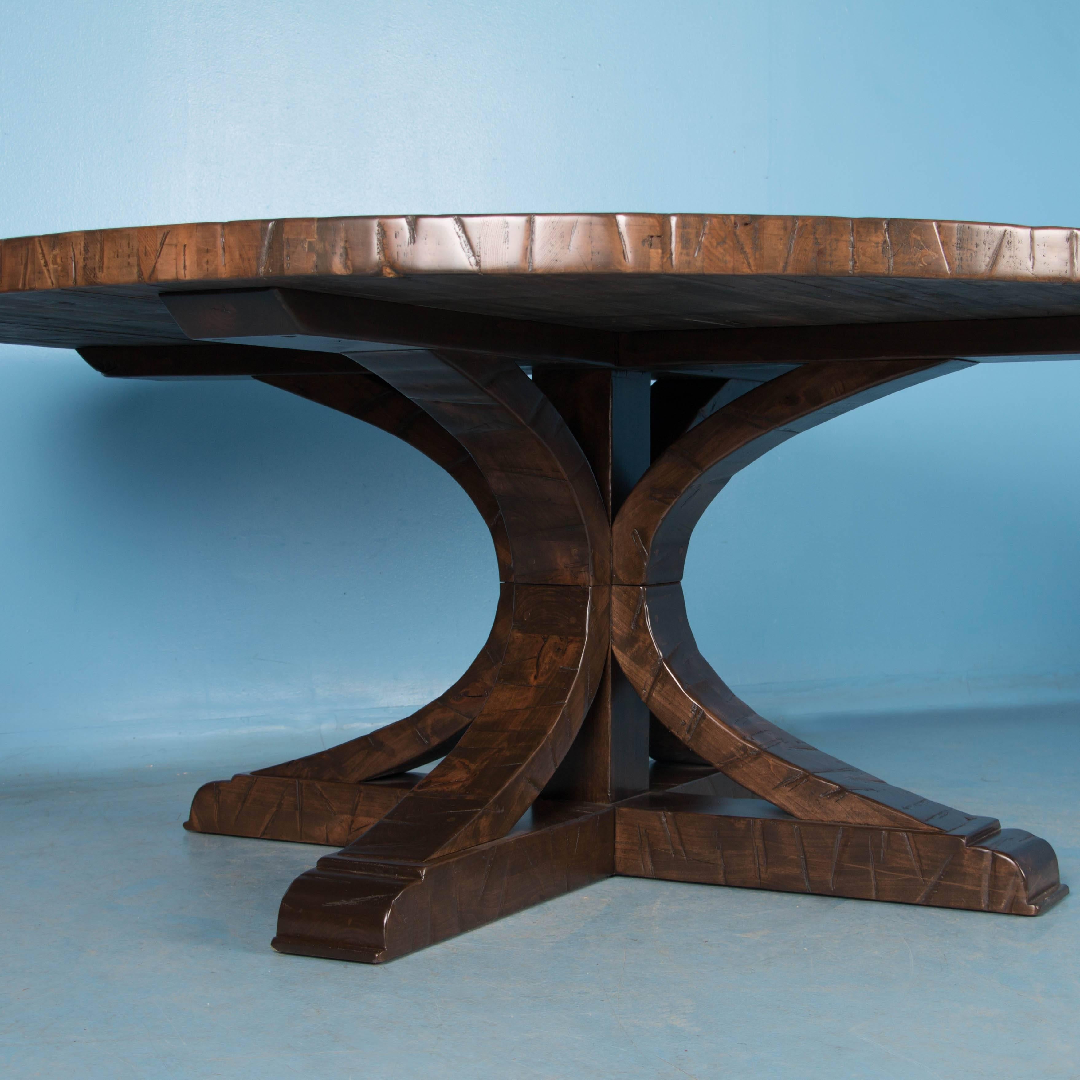 Large Round Dining Table Made from Reclaimed Maple In Good Condition In Round Top, TX