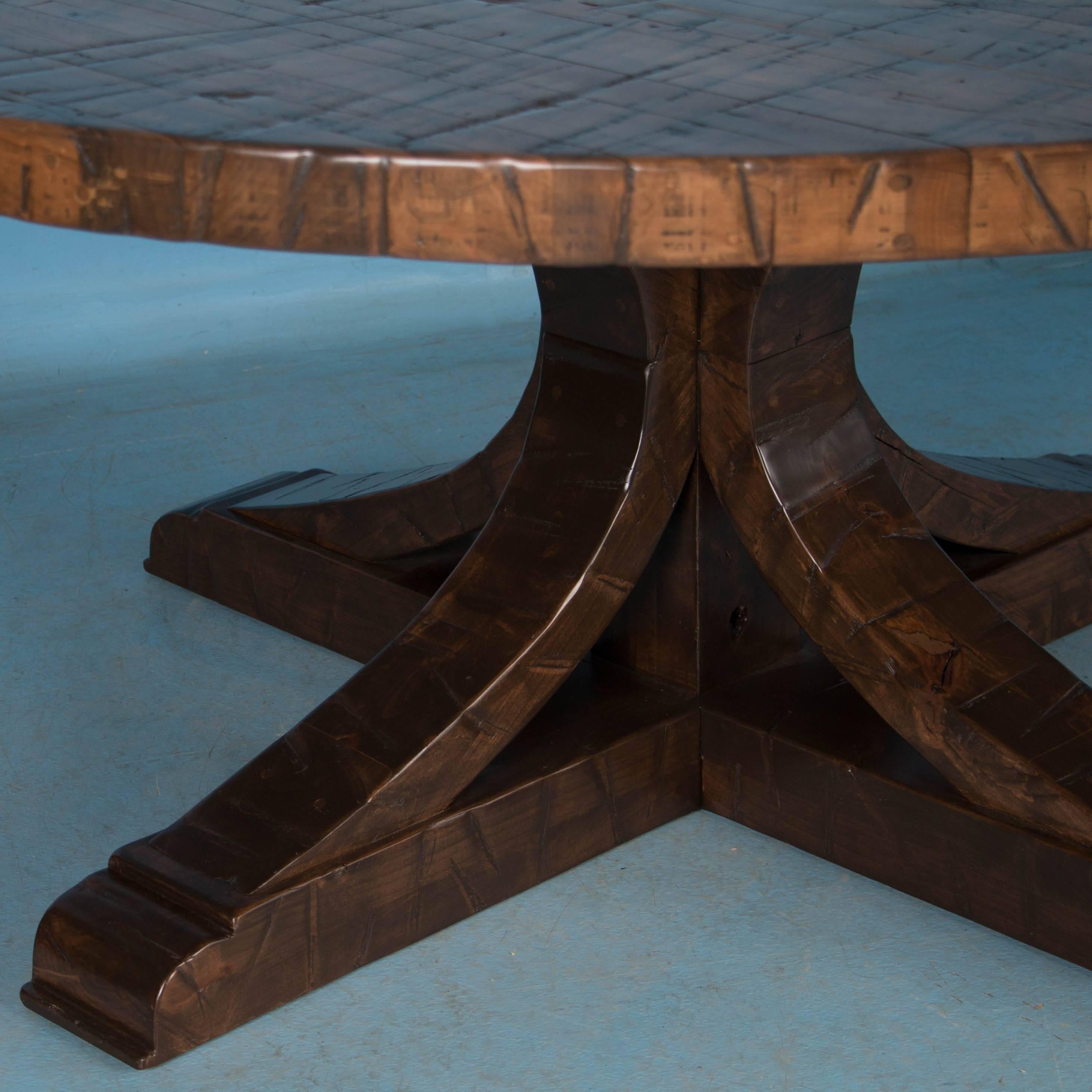 Contemporary Large Round Dining Table Made from Reclaimed Maple