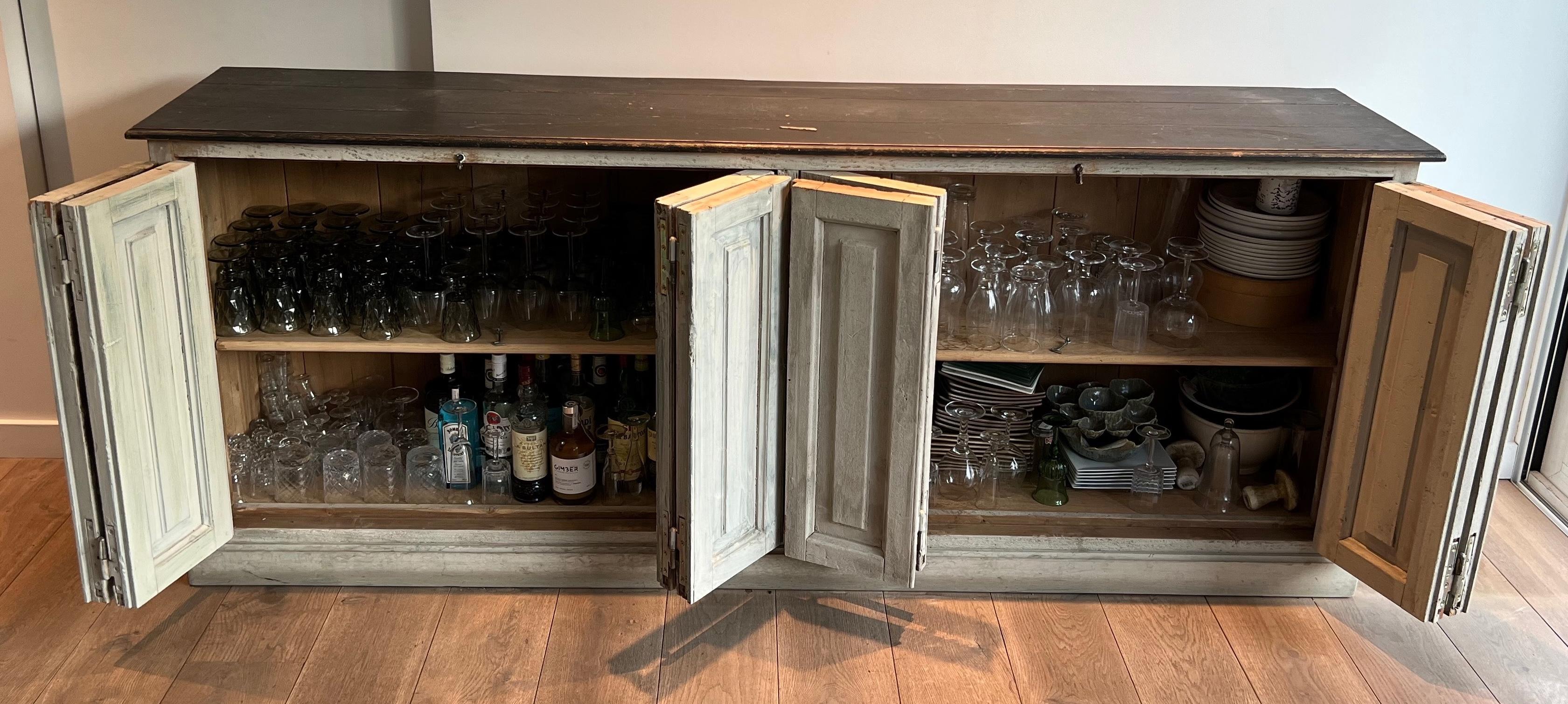 Large 6 doors patinated cupboard. French work For Sale 8