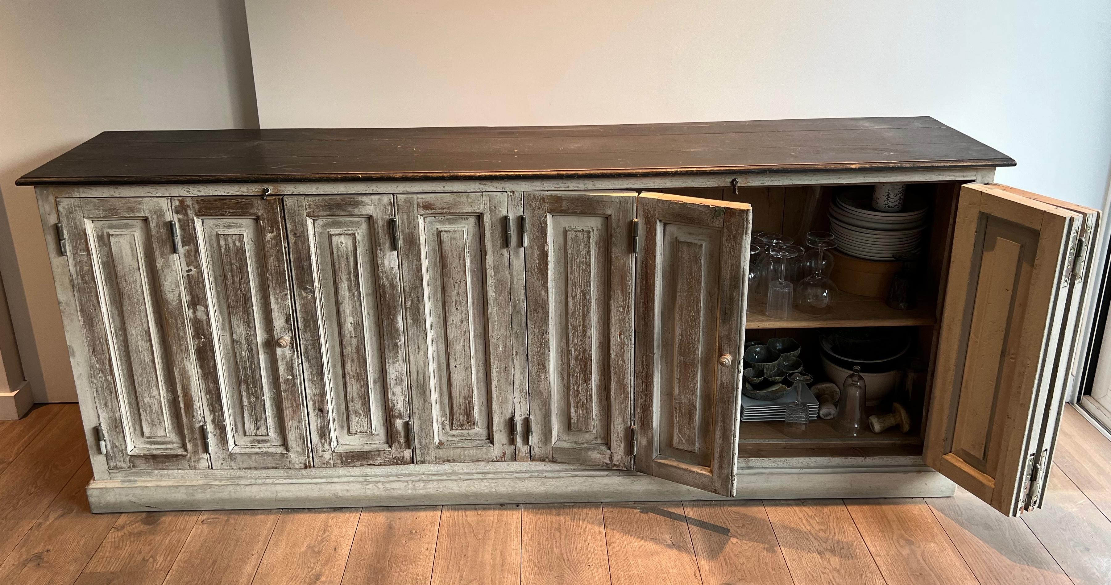 Large 6 doors patinated cupboard. French work For Sale 9