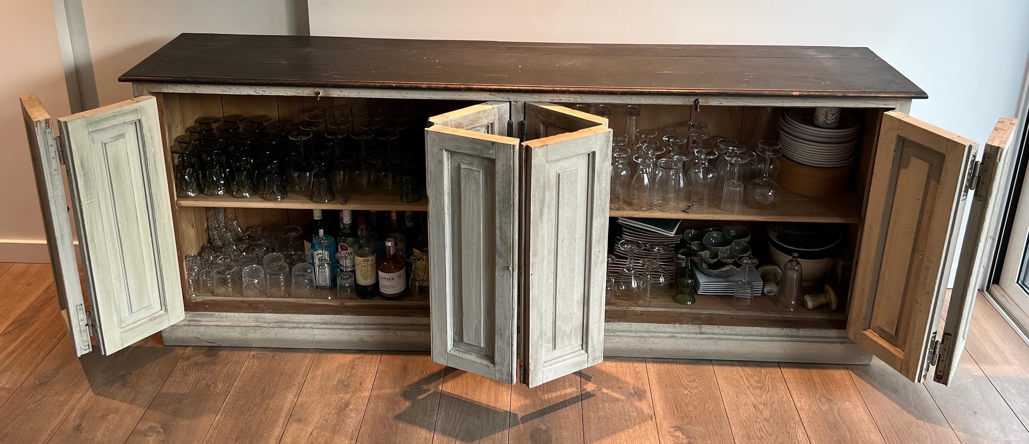 Painted Large 6 doors patinated cupboard. French work For Sale