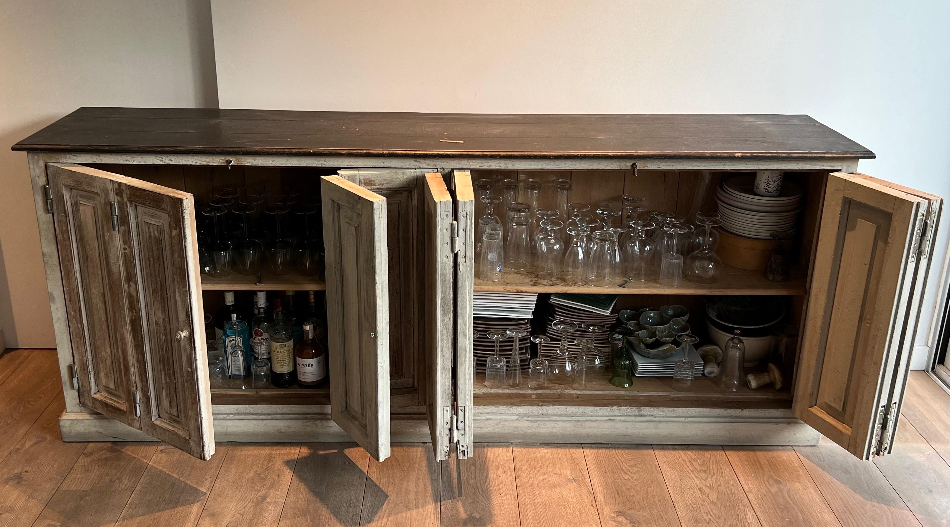 Late 20th Century Large 6 doors patinated cupboard. French work For Sale
