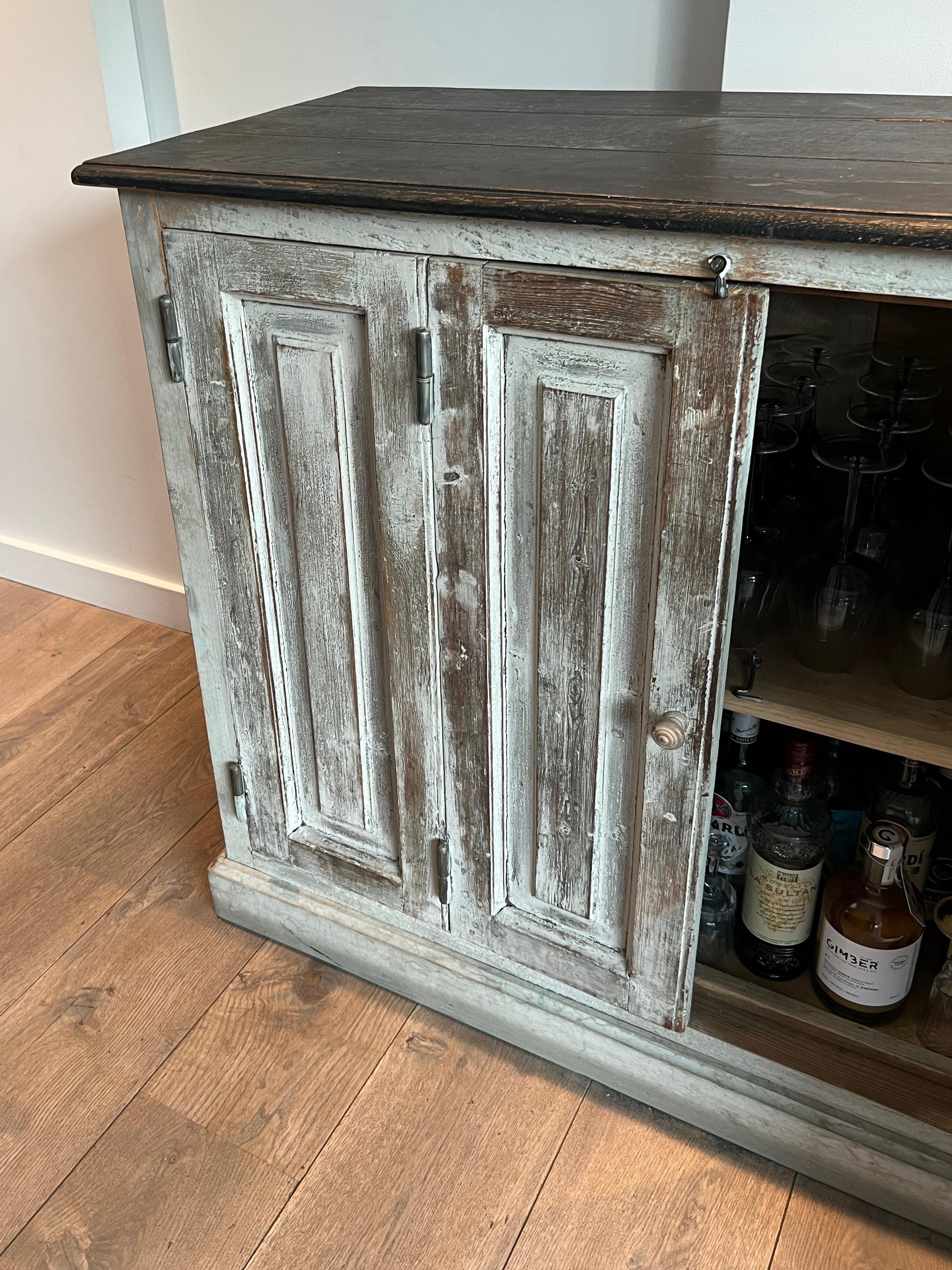 Large 6 doors patinated cupboard. French work For Sale 1