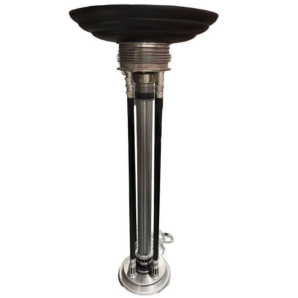 American Large 6-Foot Art Deco Revival Machine Age Torchiere Floor Lamp, 2 Available For Sale