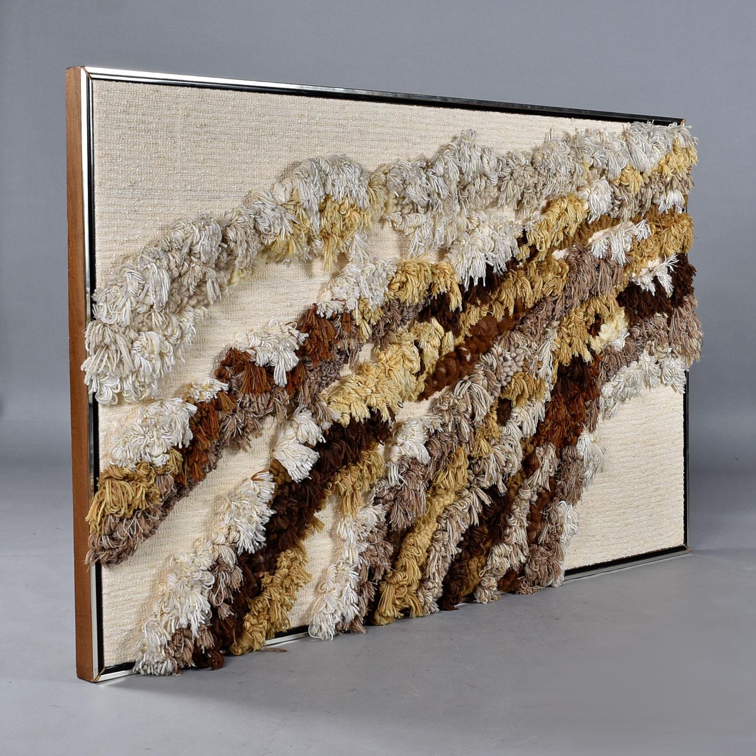 Large 6-Foot Robert L. Kidd Wool Fiber Hanging Framed Wall Art 1970's 6