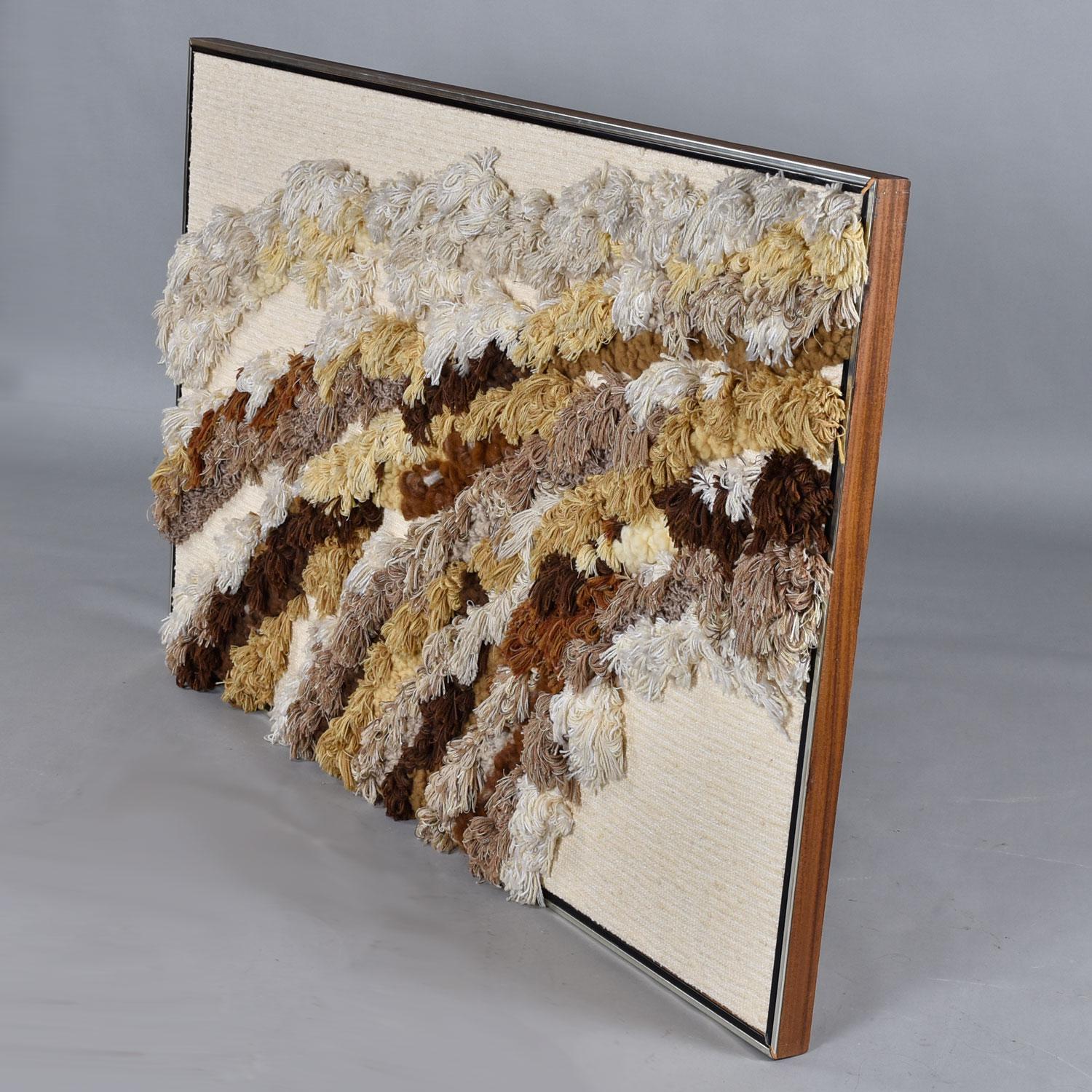 Mid-Century Modern Large 6-Foot Robert L. Kidd Wool Fiber Hanging Framed Wall Art 1970's