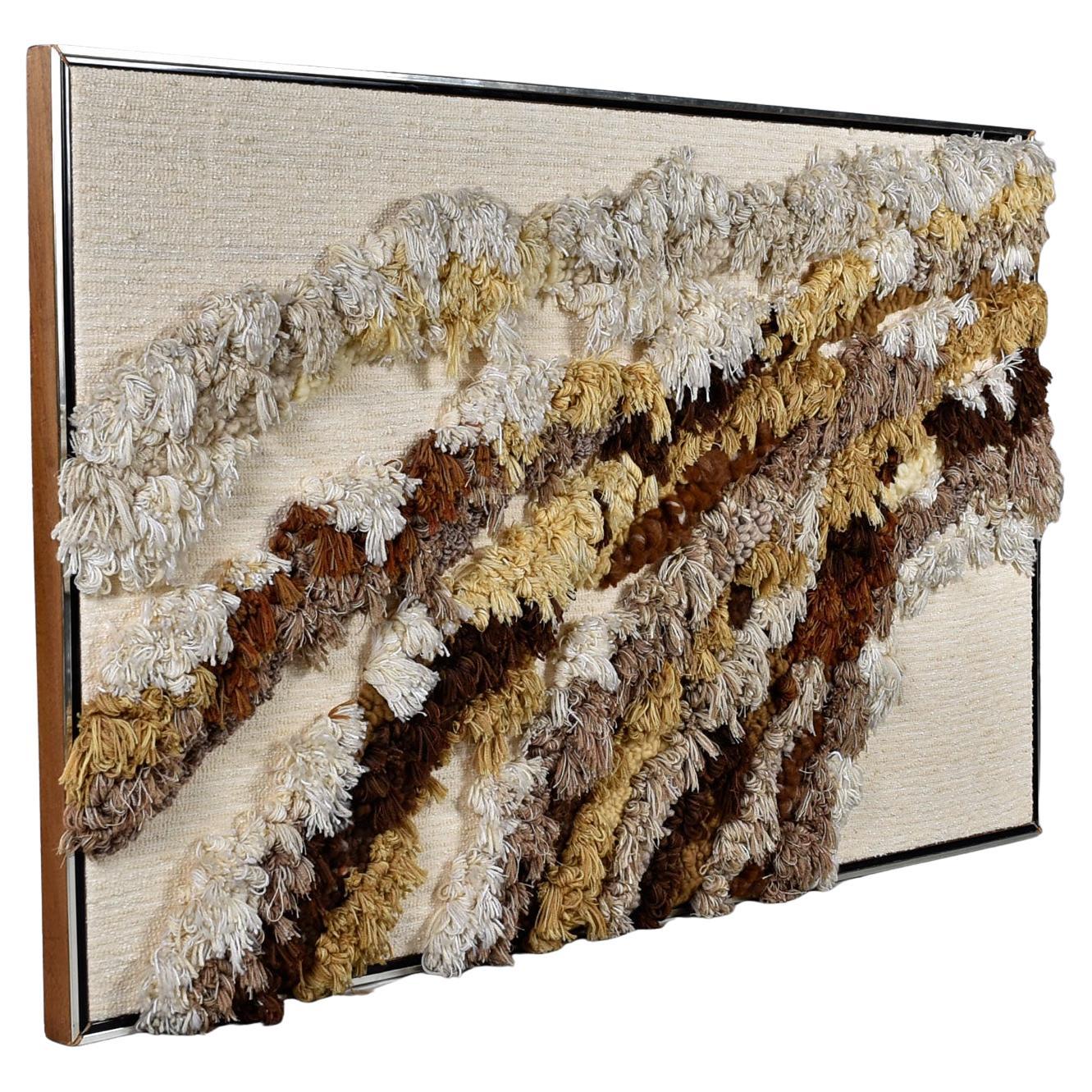 American Large 6-Foot Robert L. Kidd Wool Fiber Hanging Framed Wall Art 1970's