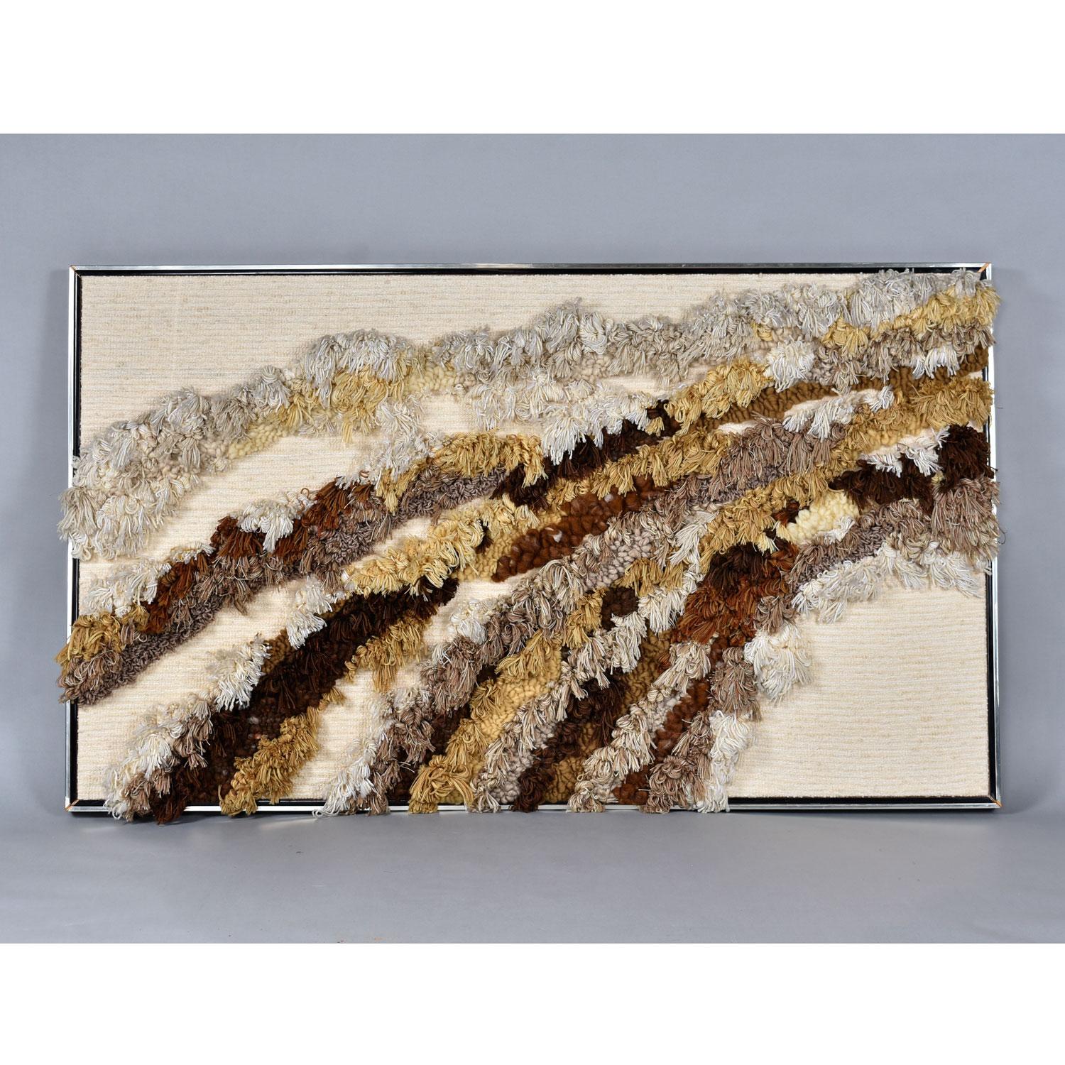 Late 20th Century Large 6-Foot Robert L. Kidd Wool Fiber Hanging Framed Wall Art 1970's