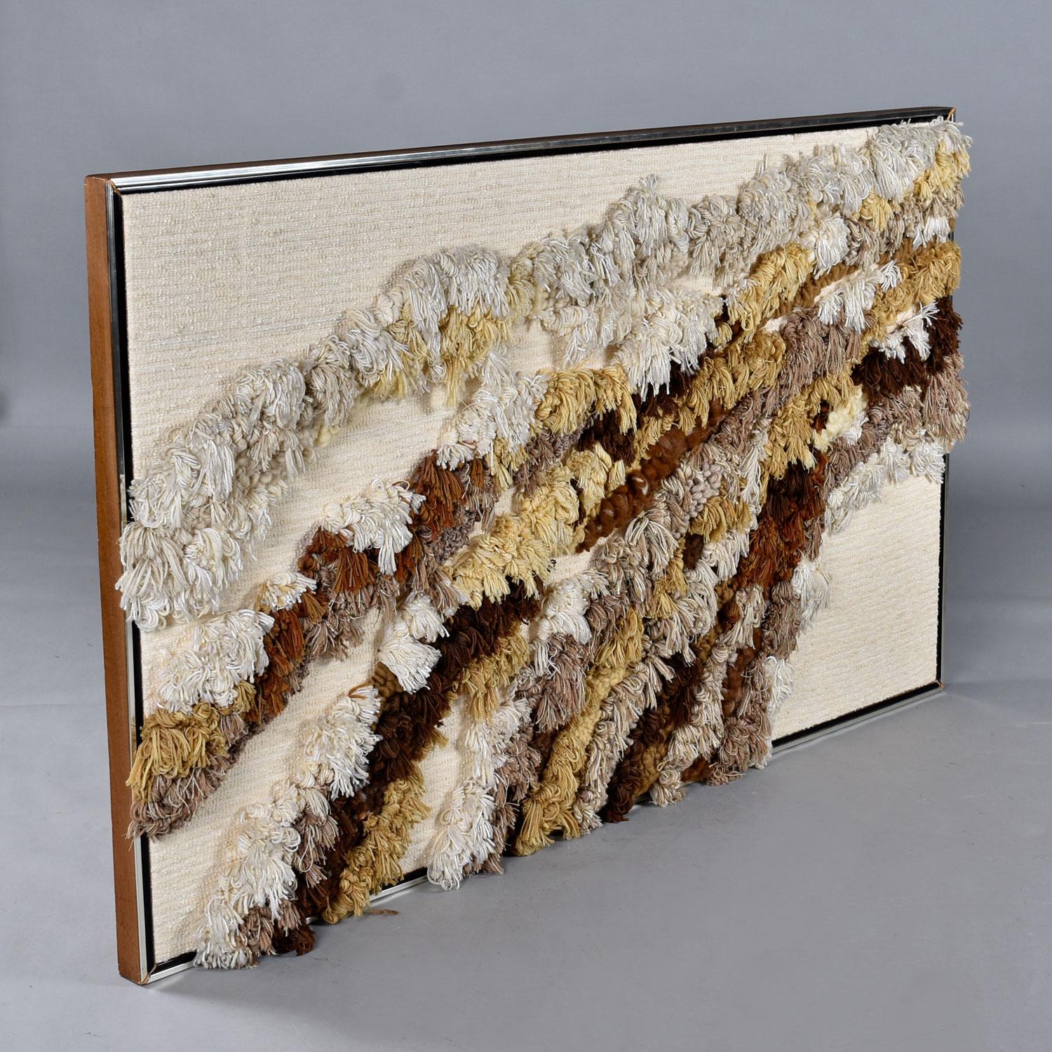 Large 6-Foot Robert L. Kidd Wool Fiber Hanging Framed Wall Art 1970's 1
