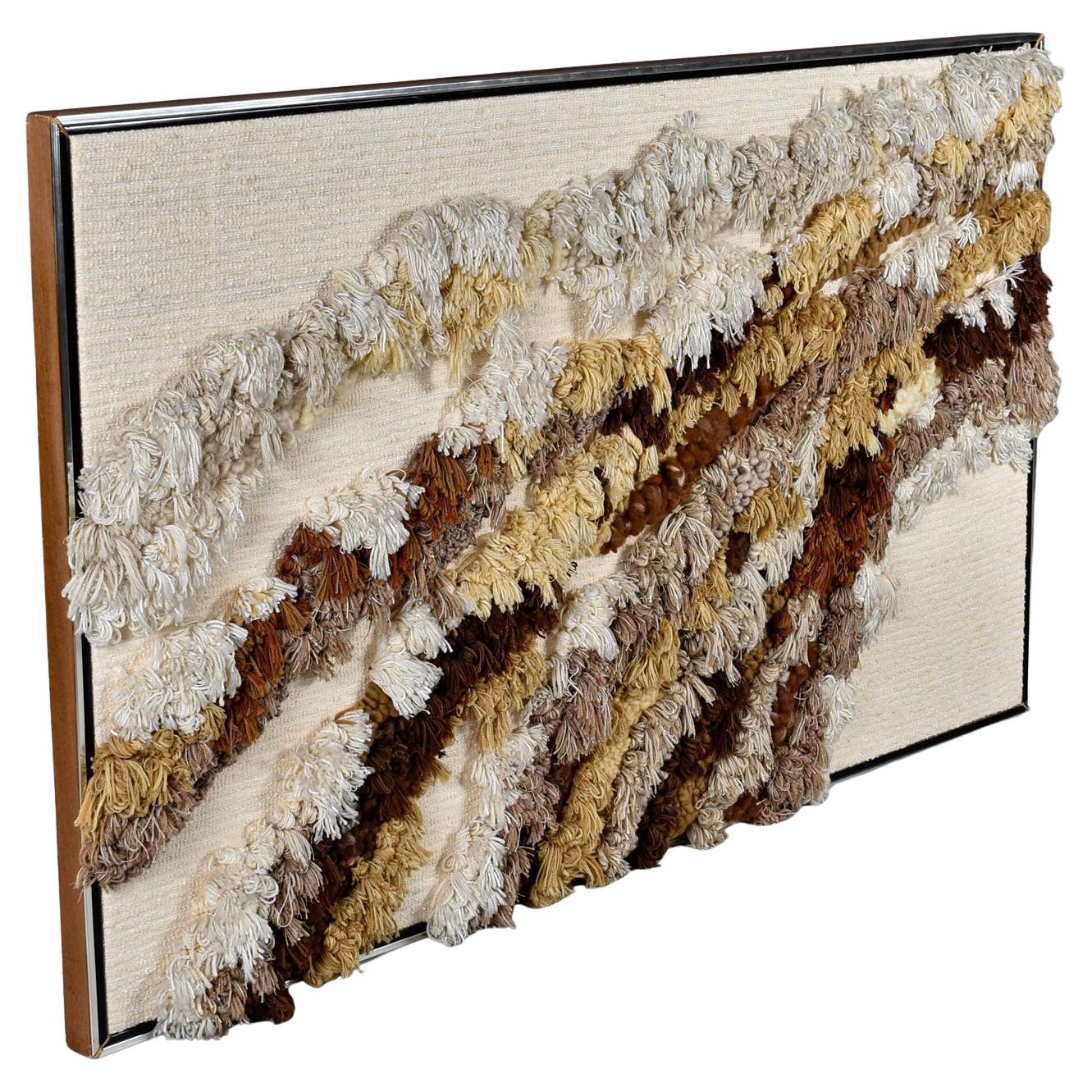 Grande appeso in fibra di lana di 6 piedi di Robert L. Kidd, arte da parete incorniciata degli anni '70