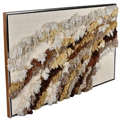 Grande appeso in fibra di lana di 6 piedi di Robert L. Kidd, arte da parete incorniciata degli anni '70