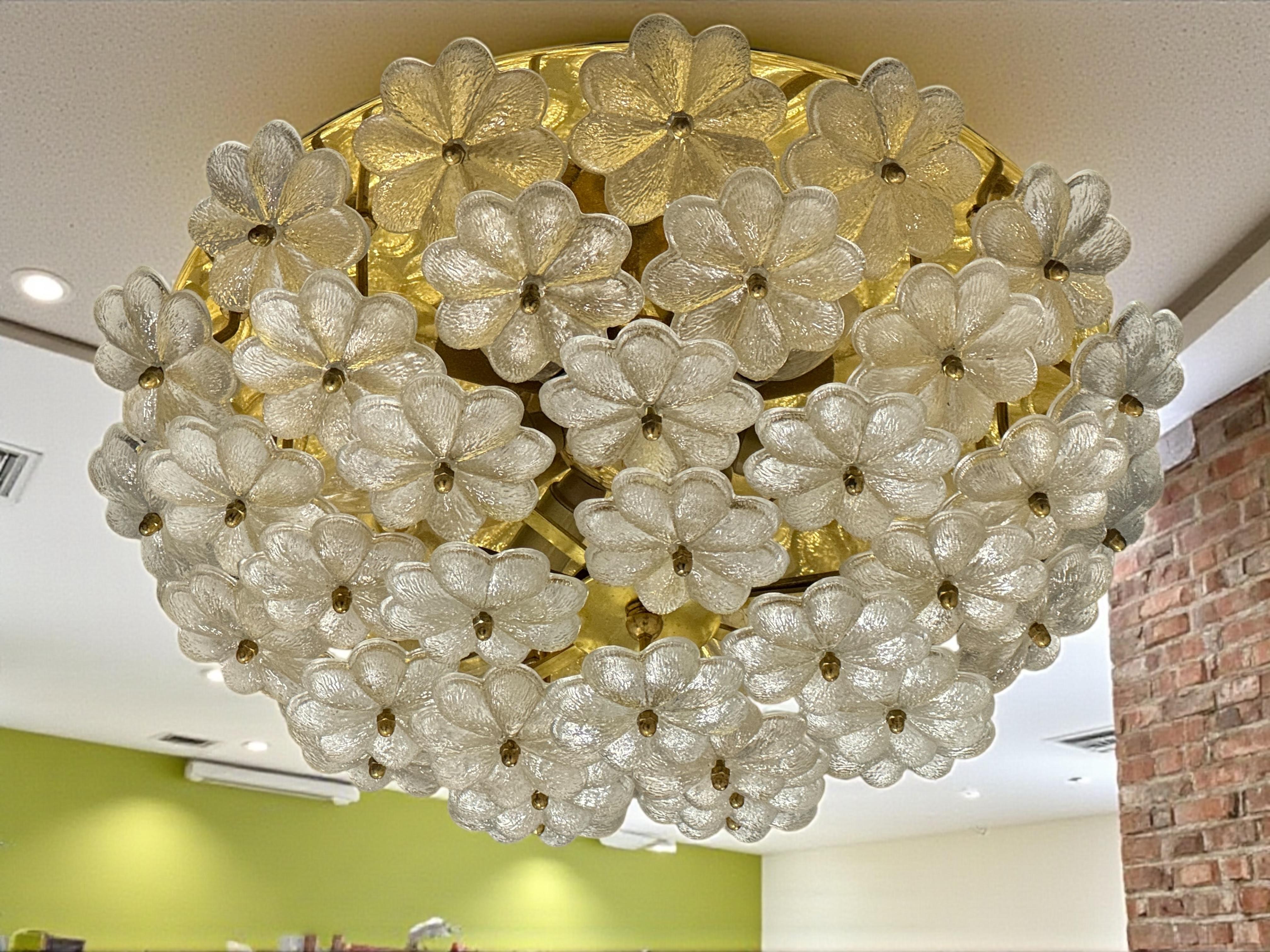 Grande suspension à fleur en verre à 6 lumières, Ernst Palme, Allemagne, années 1970 en vente 3