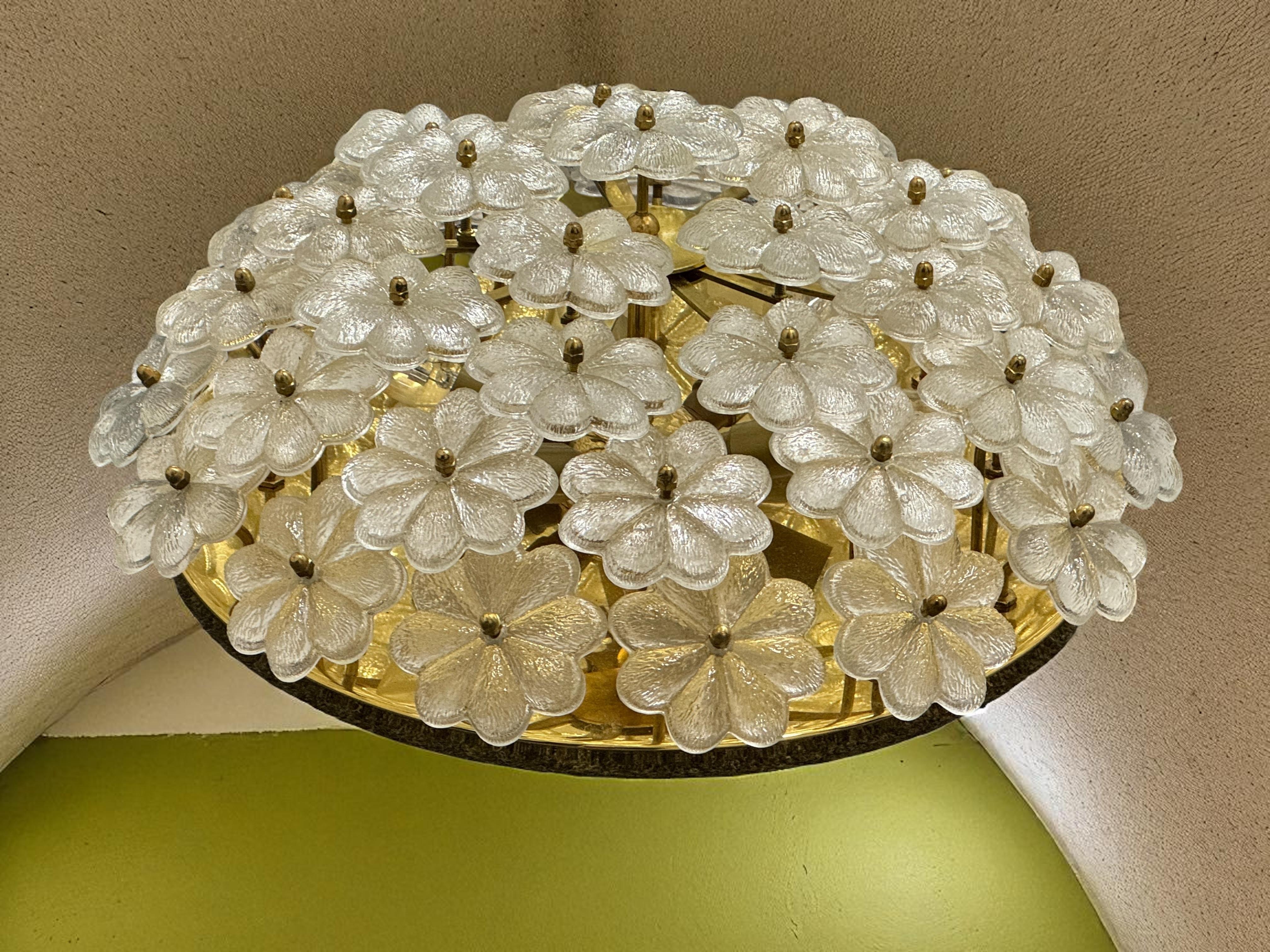 Grande suspension à fleur en verre à 6 lumières, Ernst Palme, Allemagne, années 1970 en vente 4