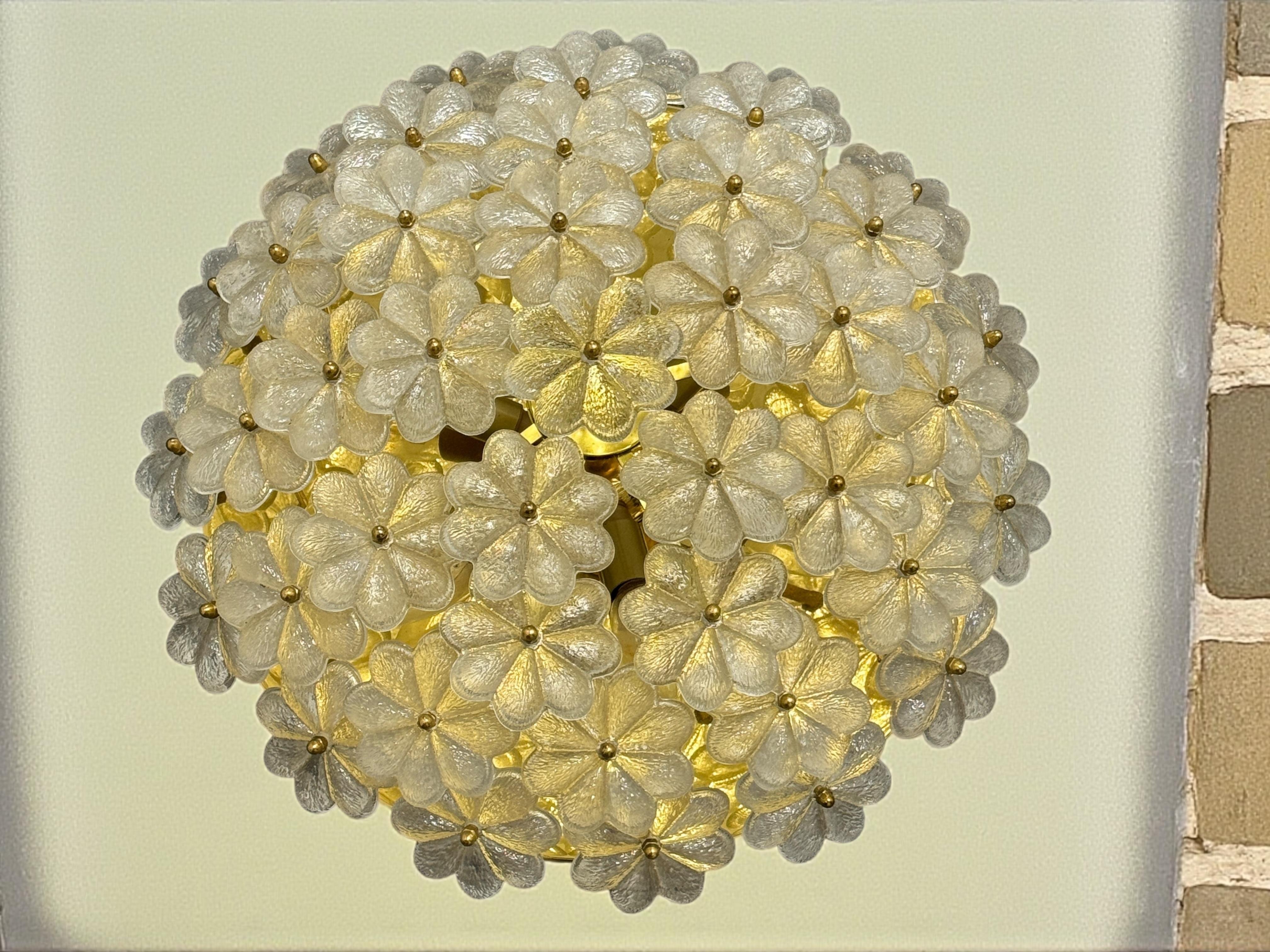 Grande suspension à fleur en verre à 6 lumières, Ernst Palme, Allemagne, années 1970 en vente 5