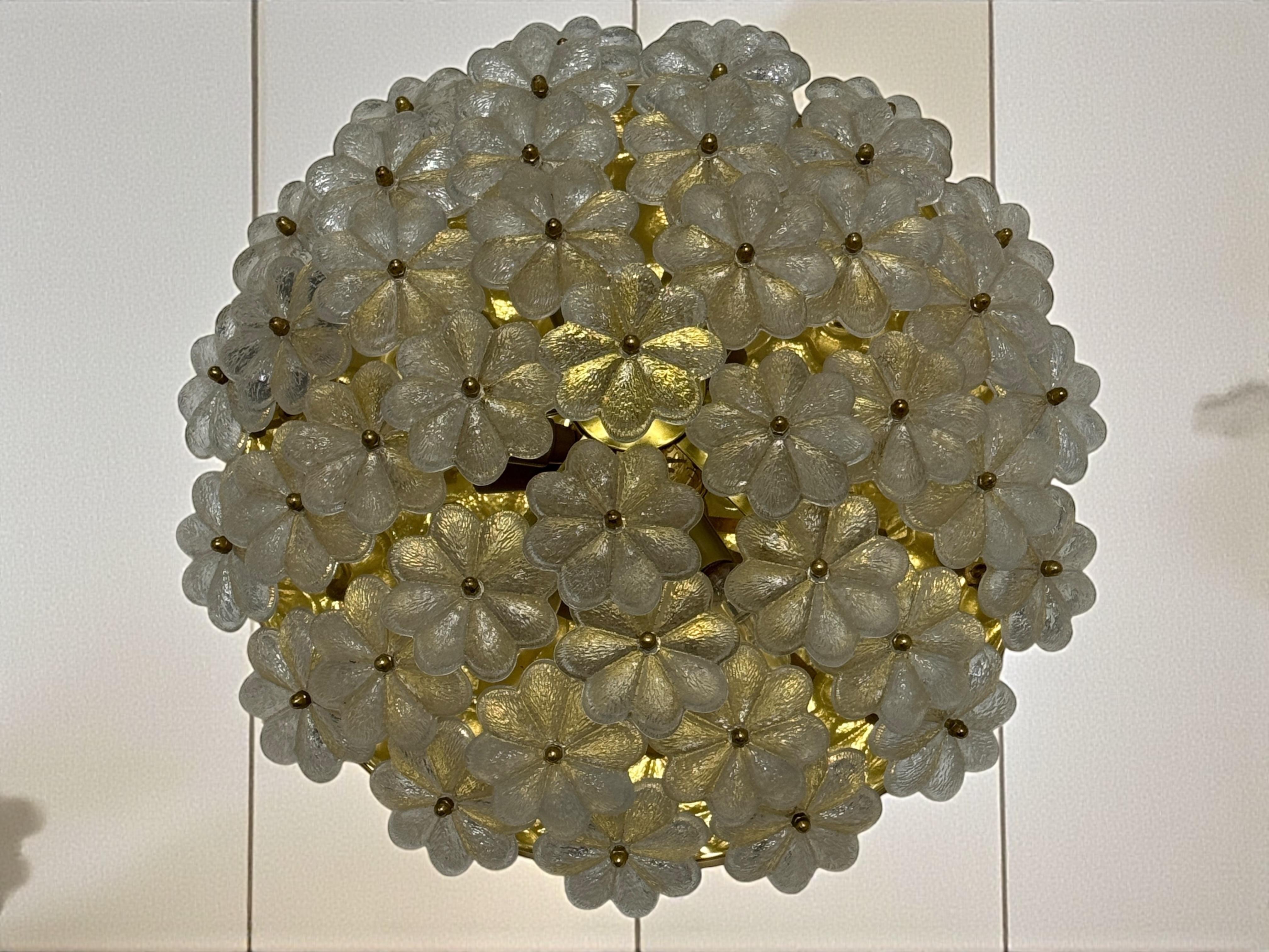 Grande suspension à fleur en verre à 6 lumières, Ernst Palme, Allemagne, années 1970 en vente 6