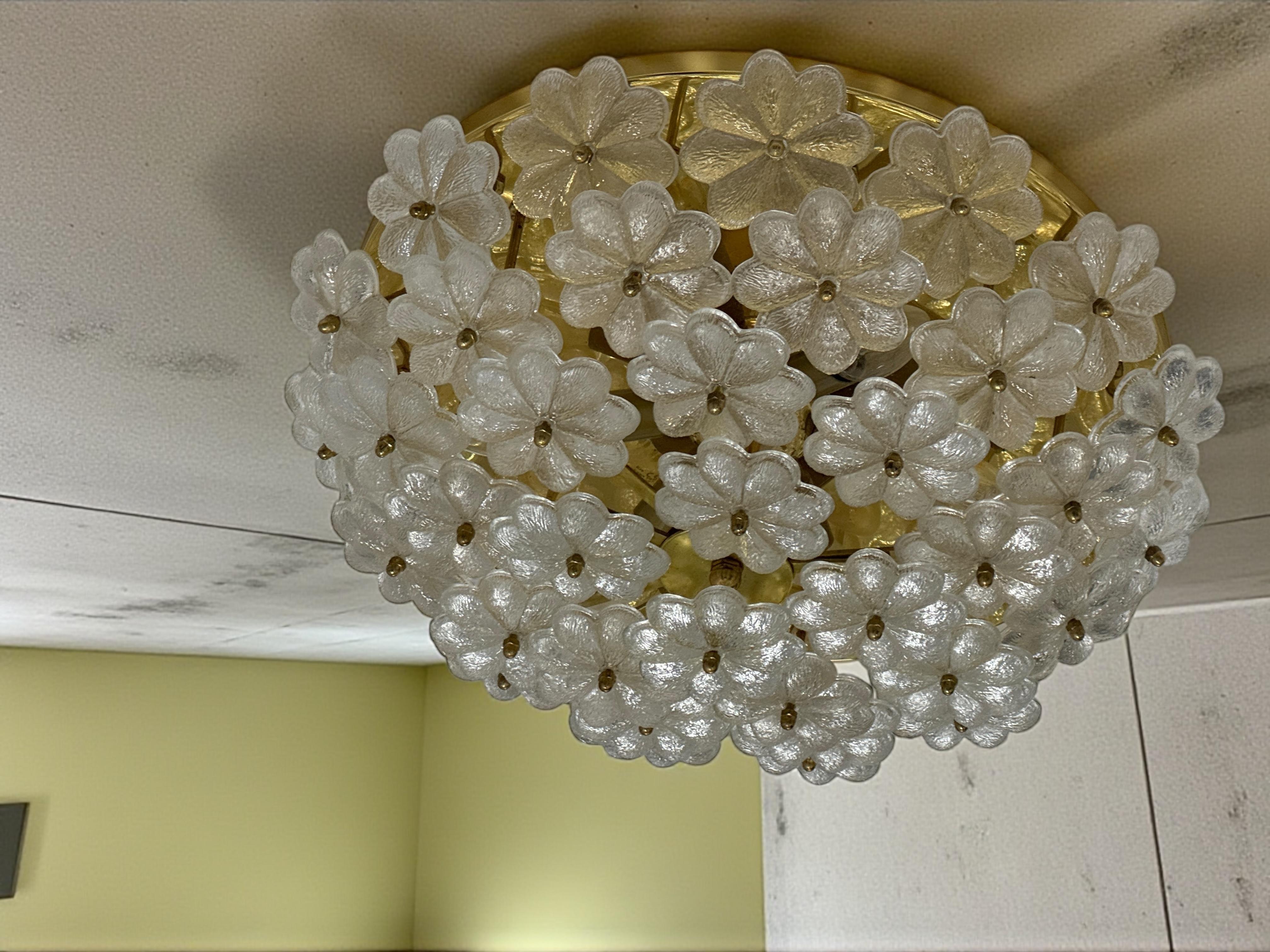 Grande suspension à fleur en verre à 6 lumières, Ernst Palme, Allemagne, années 1970 en vente 7