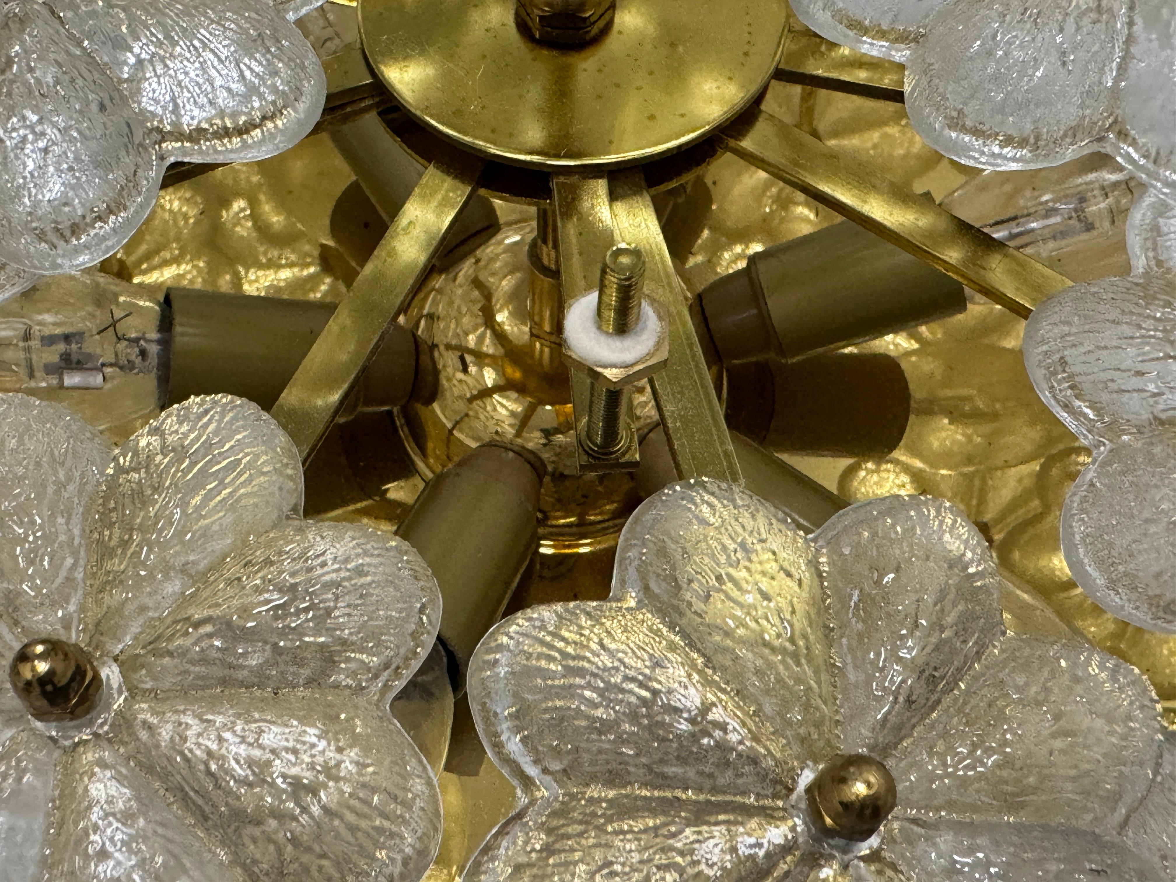 Grande suspension à fleur en verre à 6 lumières, Ernst Palme, Allemagne, années 1970 en vente 10
