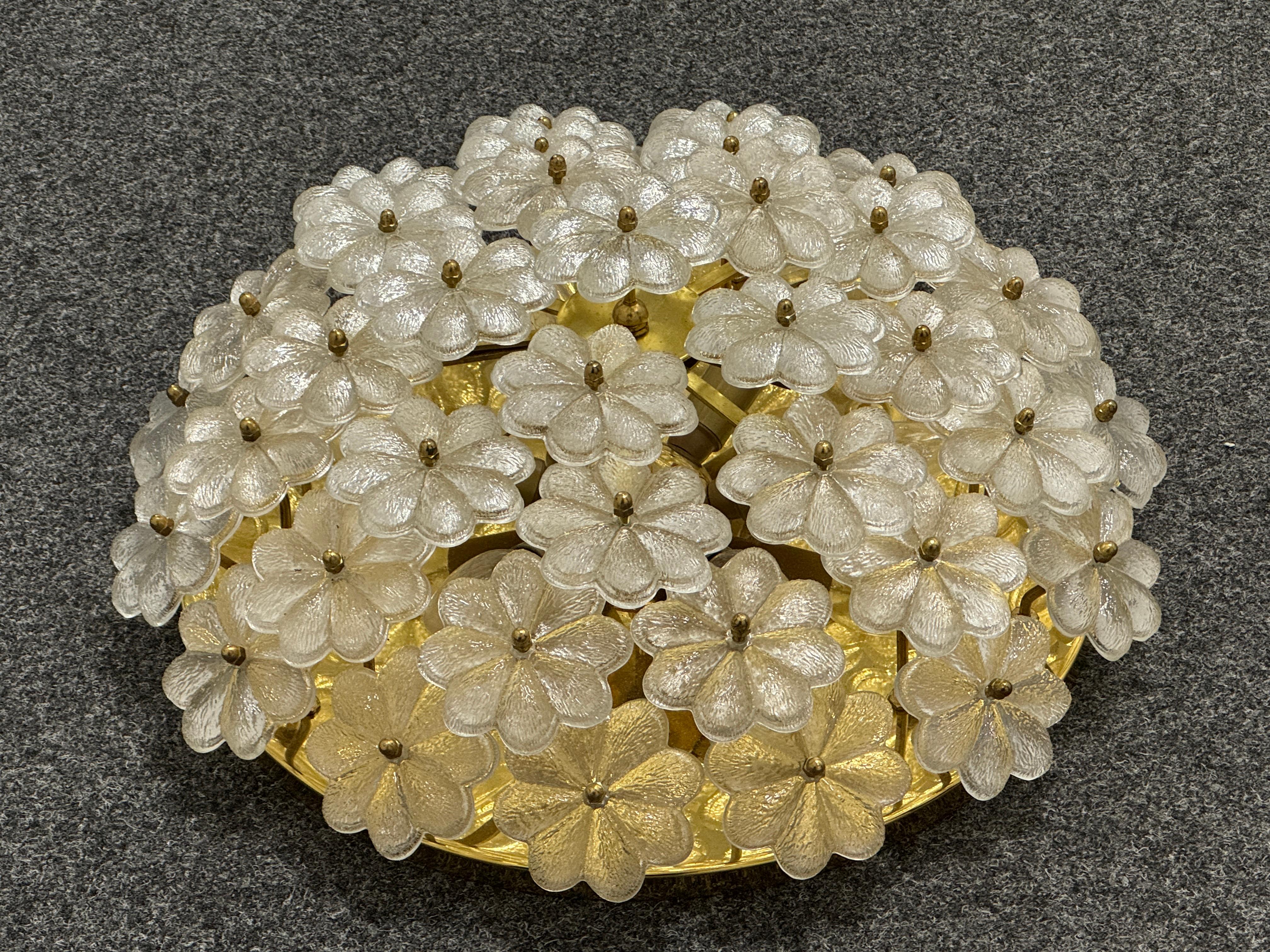 Grande suspension à fleur en verre à 6 lumières, Ernst Palme, Allemagne, années 1970 en vente 11